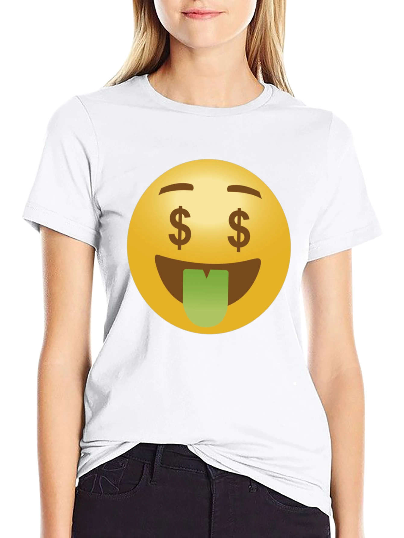 Money Eyes Emoji Black T-Shirt
