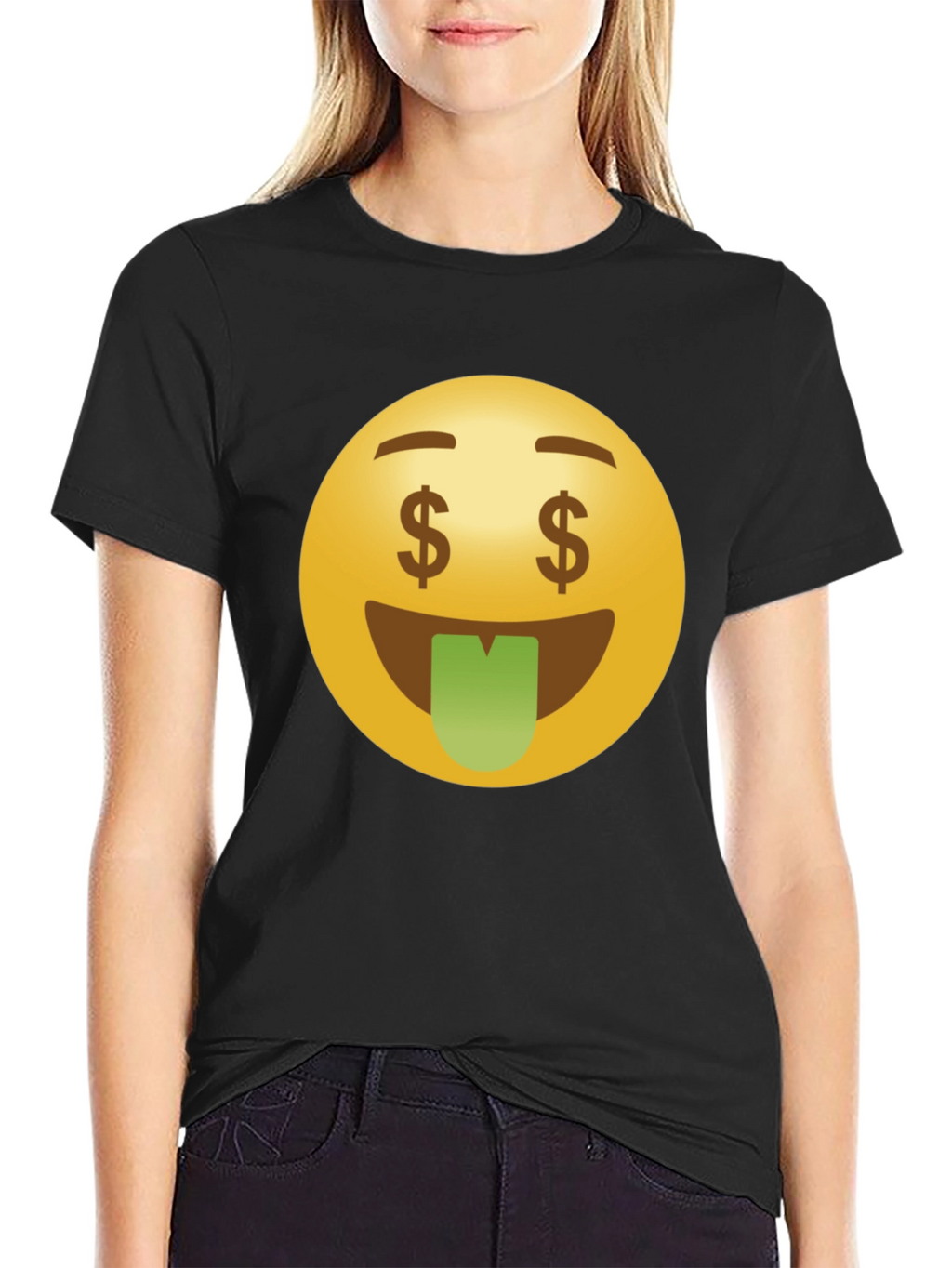 Money Eyes Emoji Black T-Shirt