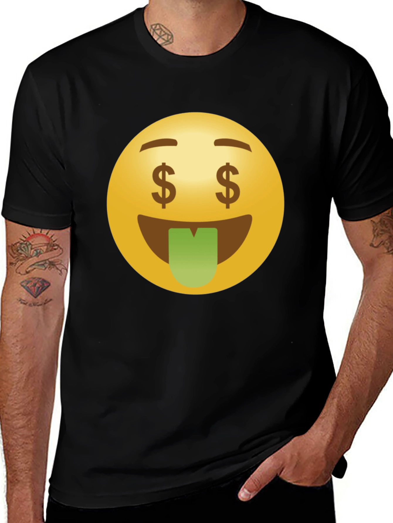 Money Eyes Emoji Black T-Shirt