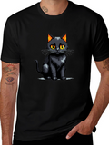 Pixel Cat Graphic T-Shirt - Black