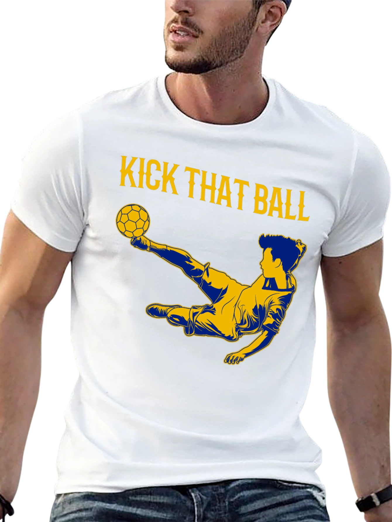 Kick That Ball Graphic Tee - Black Cotton T-Shirt
