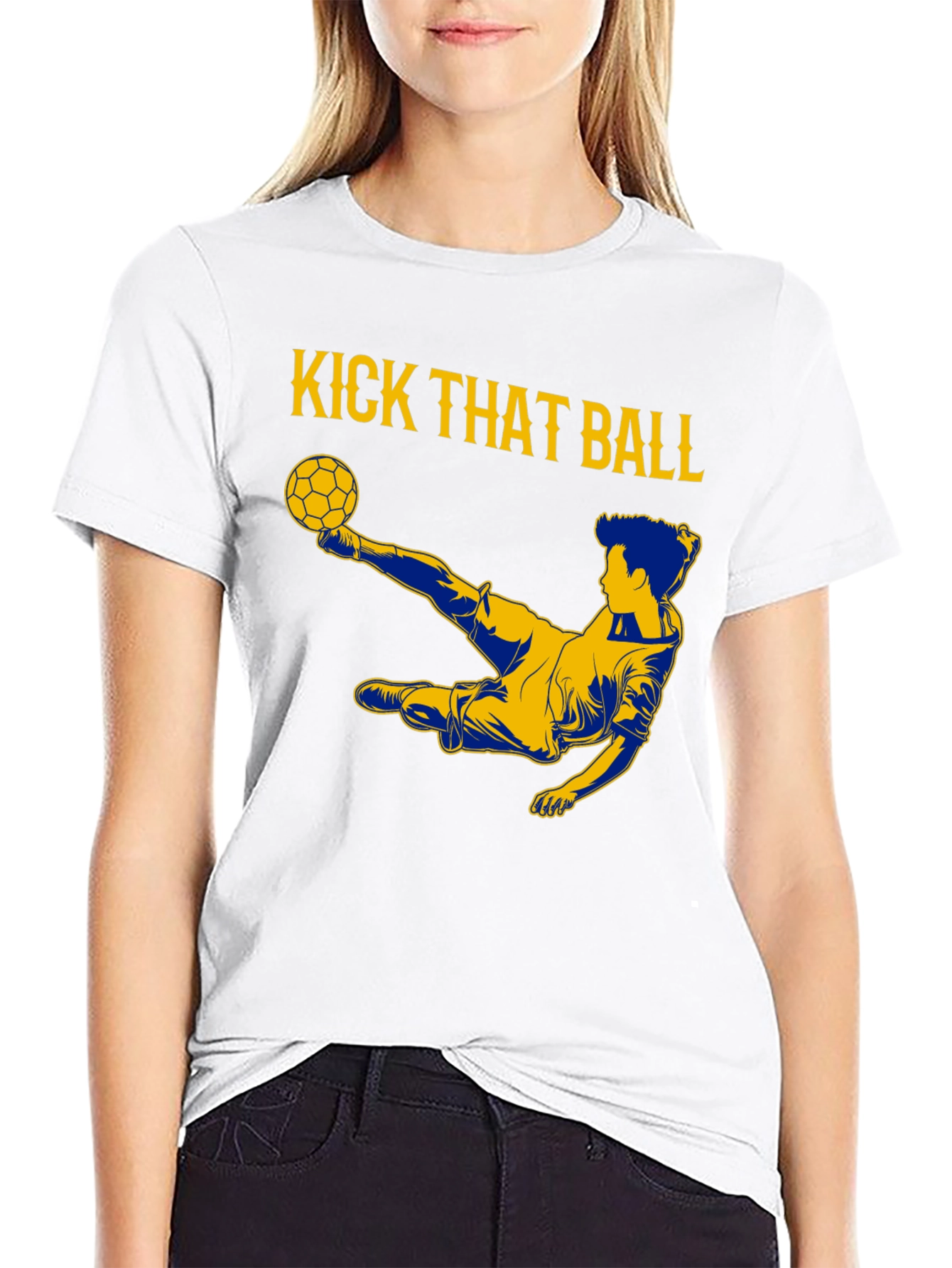 Kick That Ball Graphic Tee - Black Cotton T-Shirt