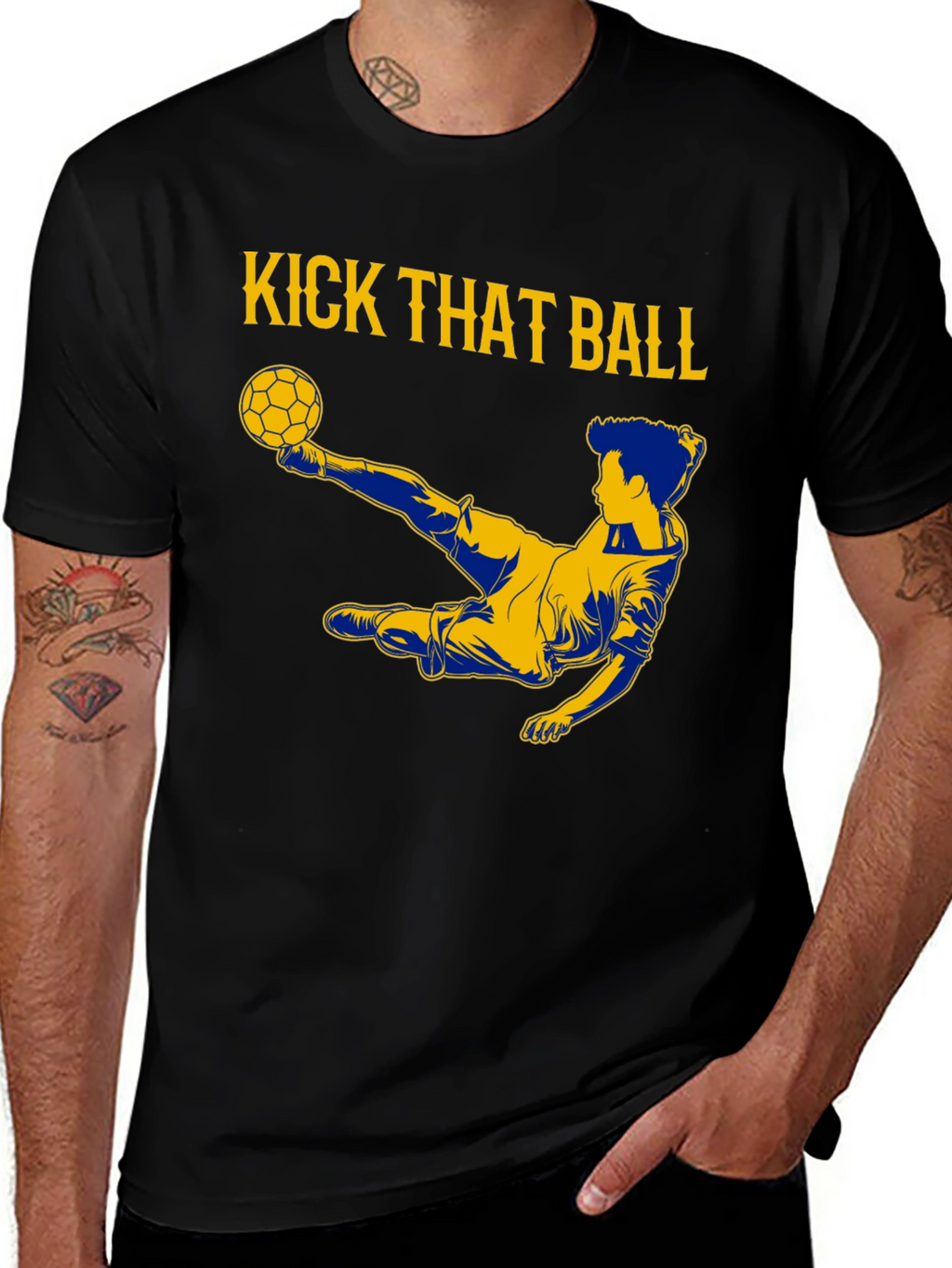 Kick That Ball Graphic Tee - Black Cotton T-Shirt