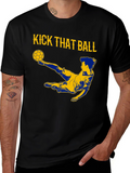 Kick That Ball Graphic Tee - Black Cotton T-Shirt