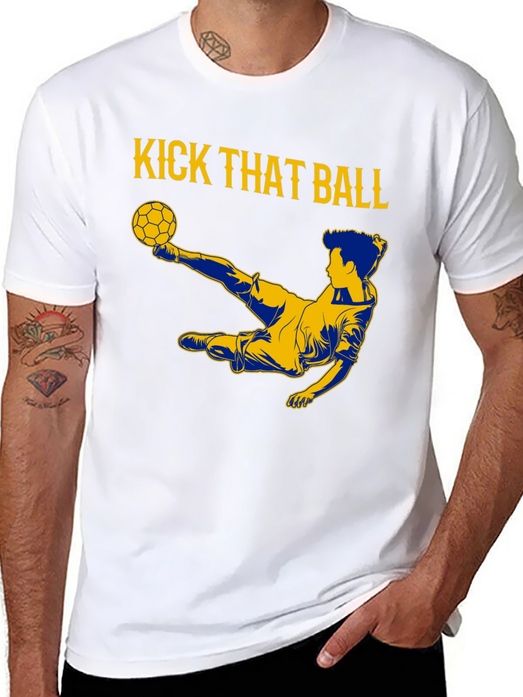 Kick That Ball Graphic Tee - Black Cotton T-Shirt