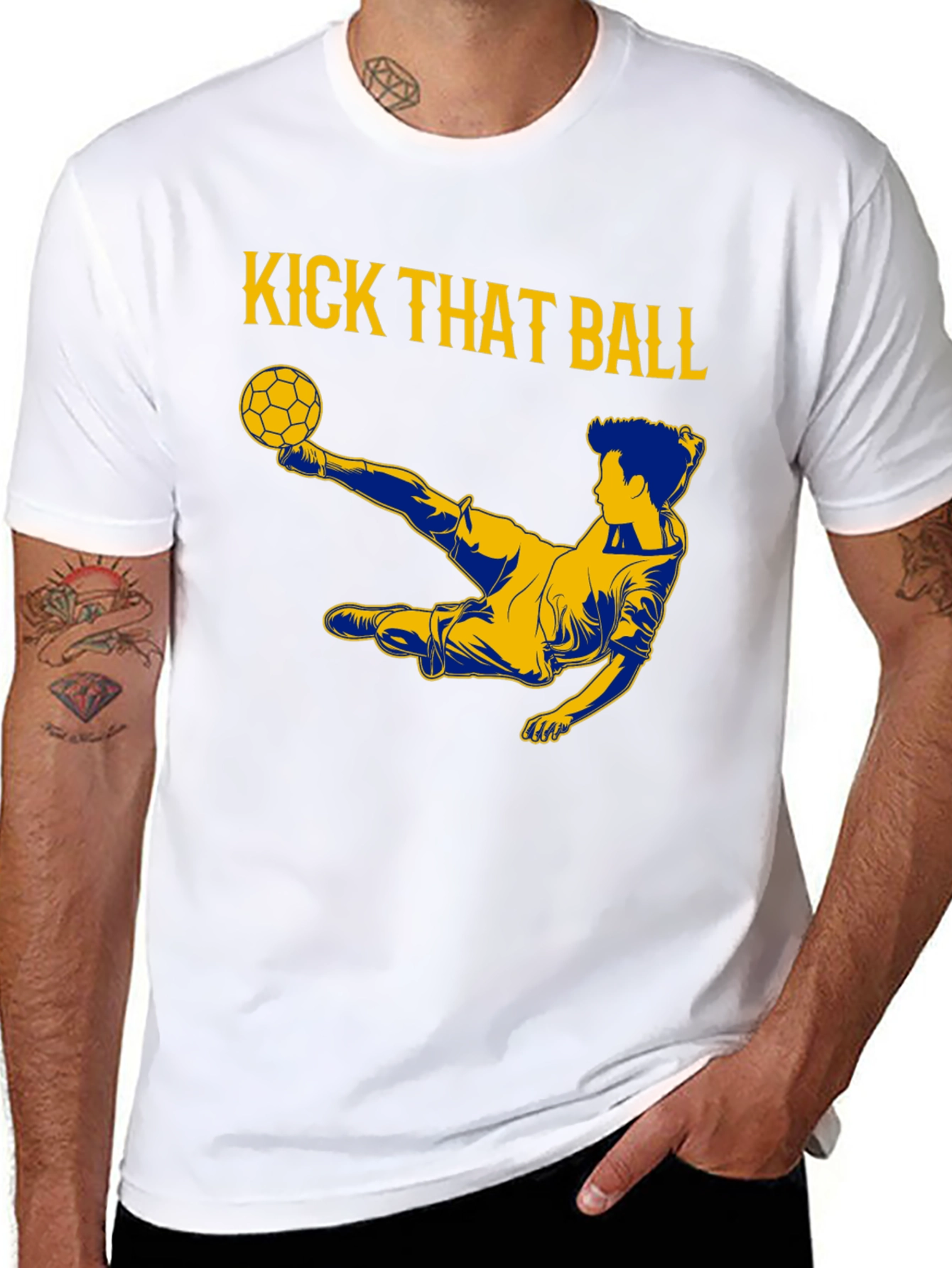 Kick That Ball Graphic Tee - Black Cotton T-Shirt
