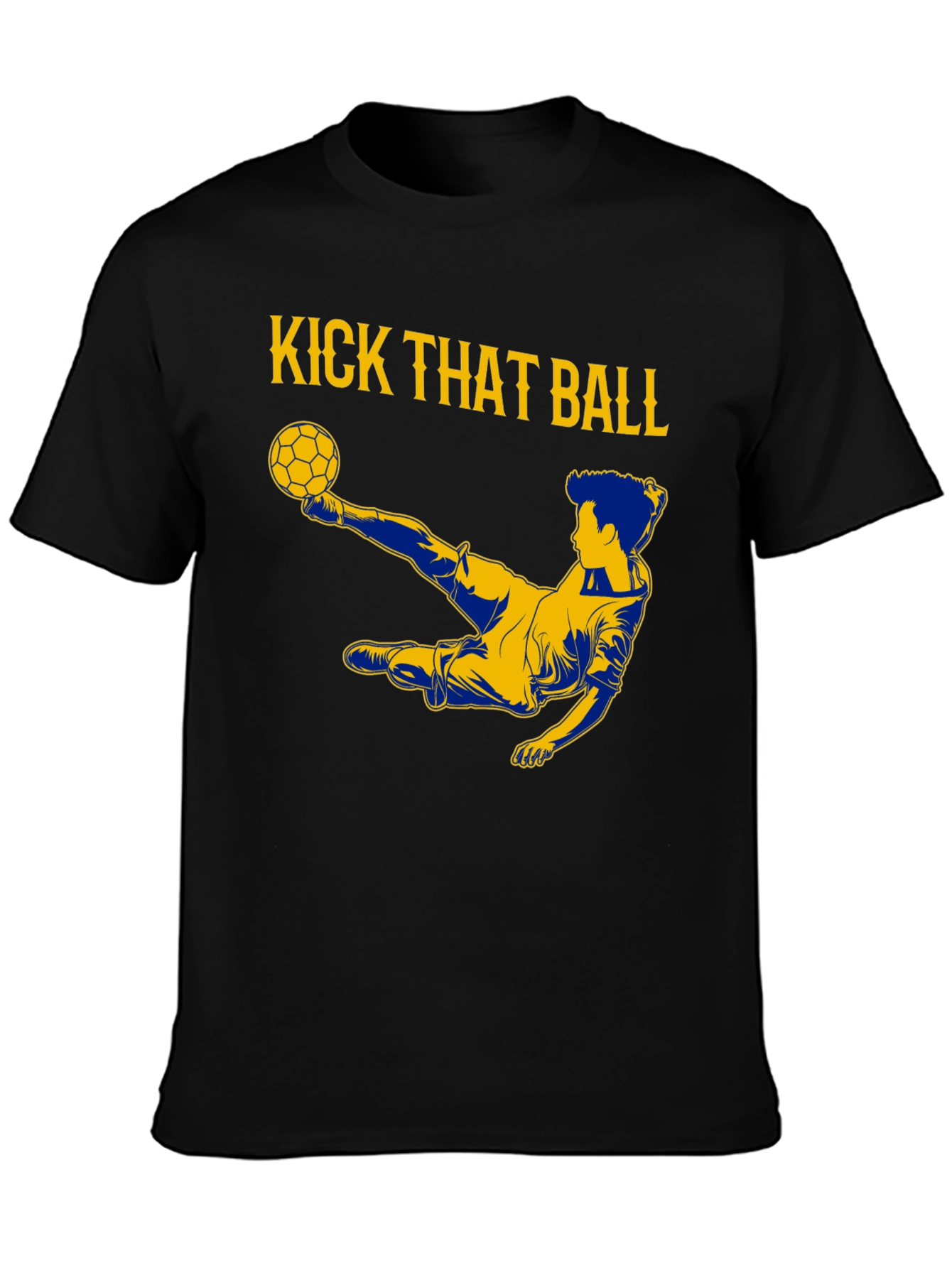 Kick That Ball Graphic Tee - Black Cotton T-Shirt