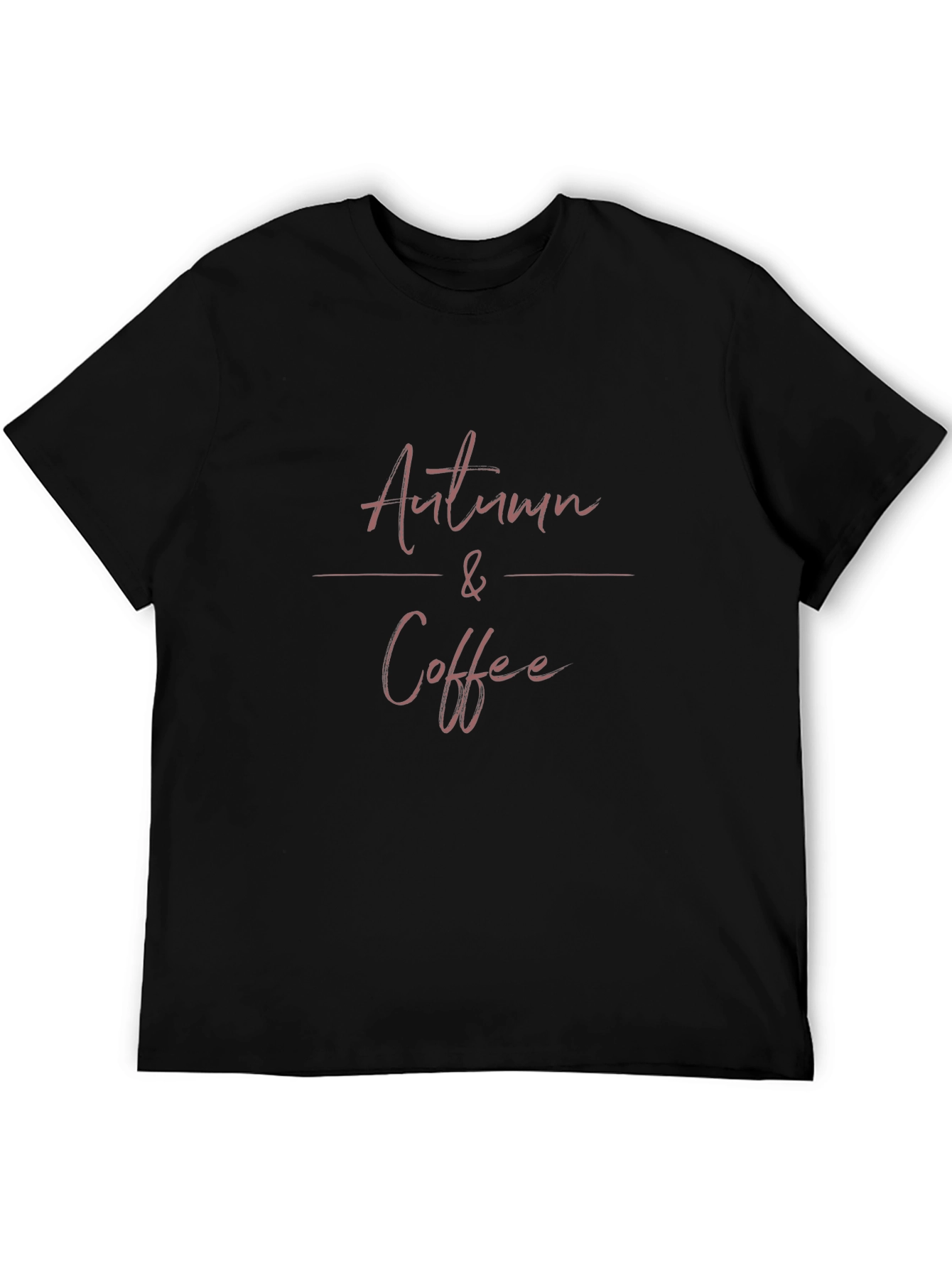 Autumn & Coffee Graphic Tee - Soft Black T-Shirt