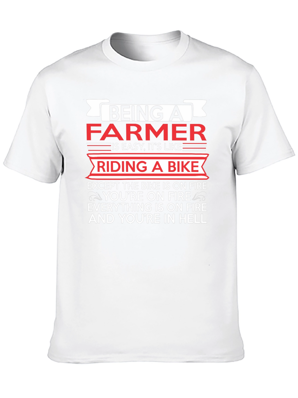 Funny Farmer T-Shirt: Riding a Bike in Hell