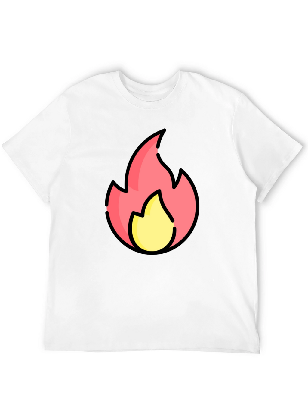 Cartoon Flame Graphic Black T-Shirt