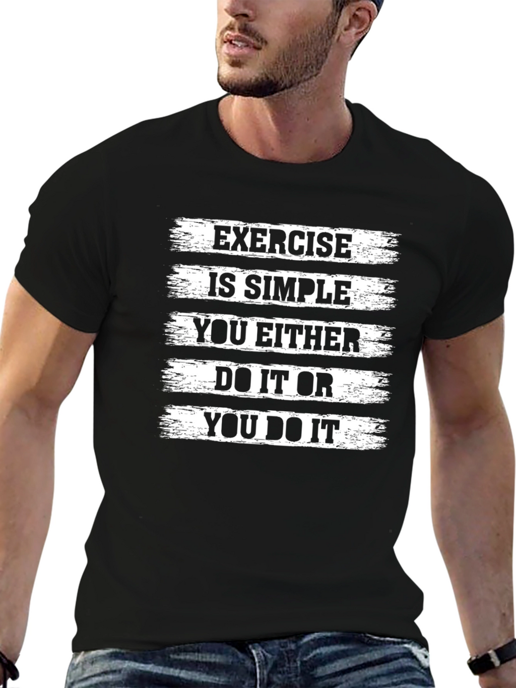 Exercise Motivation T-Shirt - Simple Black Graphic Tee