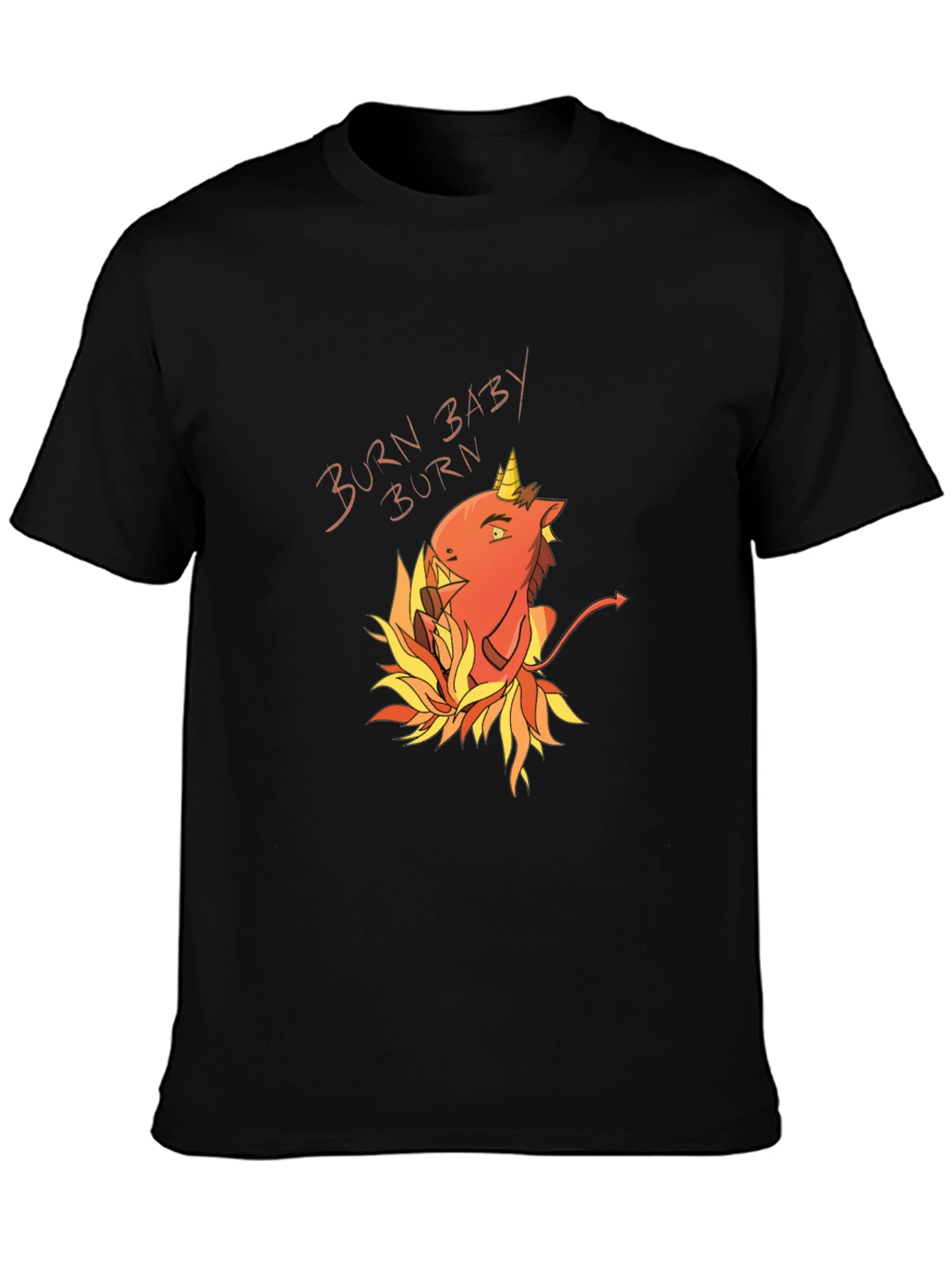 Burn Baby Burn Devil Unicorn Black T-Shirt