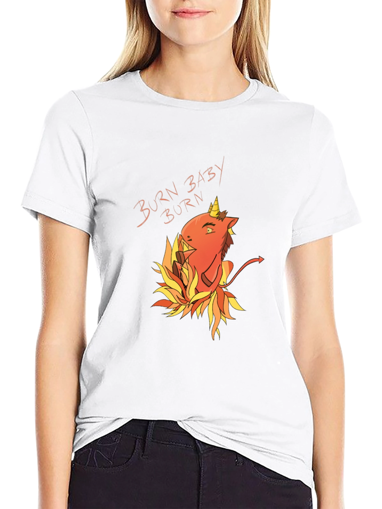 Burn Baby Burn Devil Unicorn Black T-Shirt