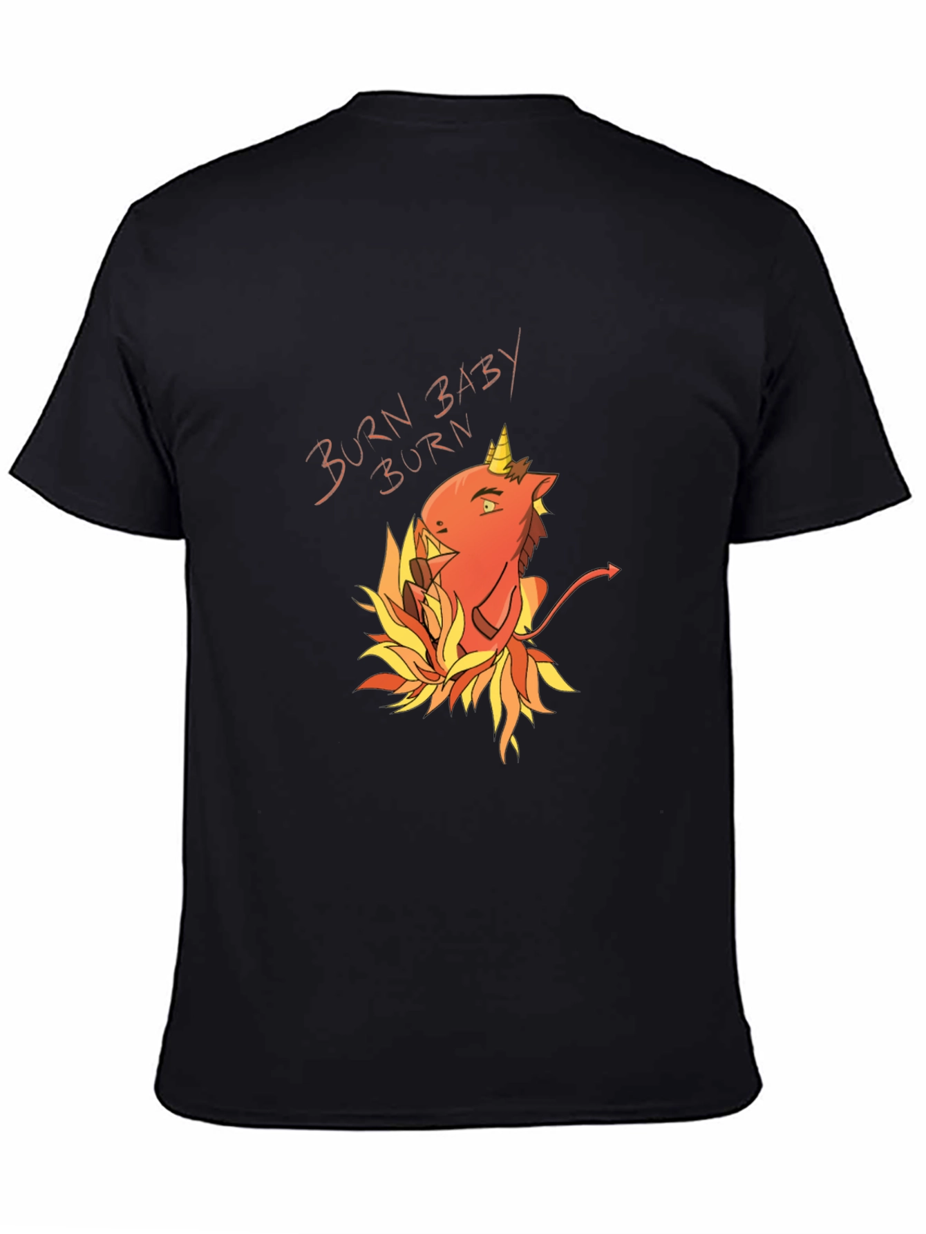 Burn Baby Burn Devil Unicorn Black T-Shirt