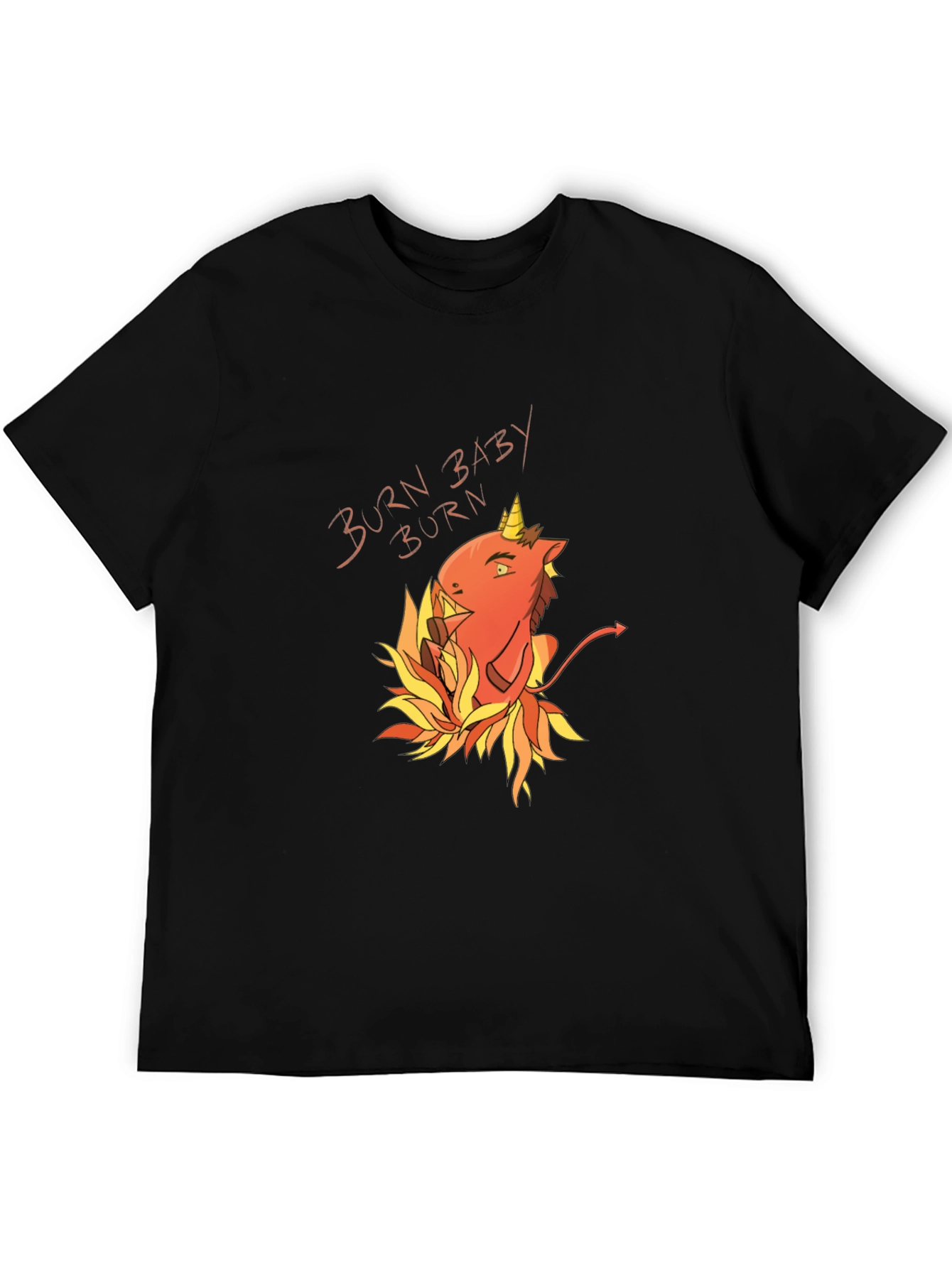 Burn Baby Burn Devil Unicorn Black T-Shirt