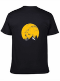 Mountain Moon Graphic Tee - Black Cotton T-Shirt