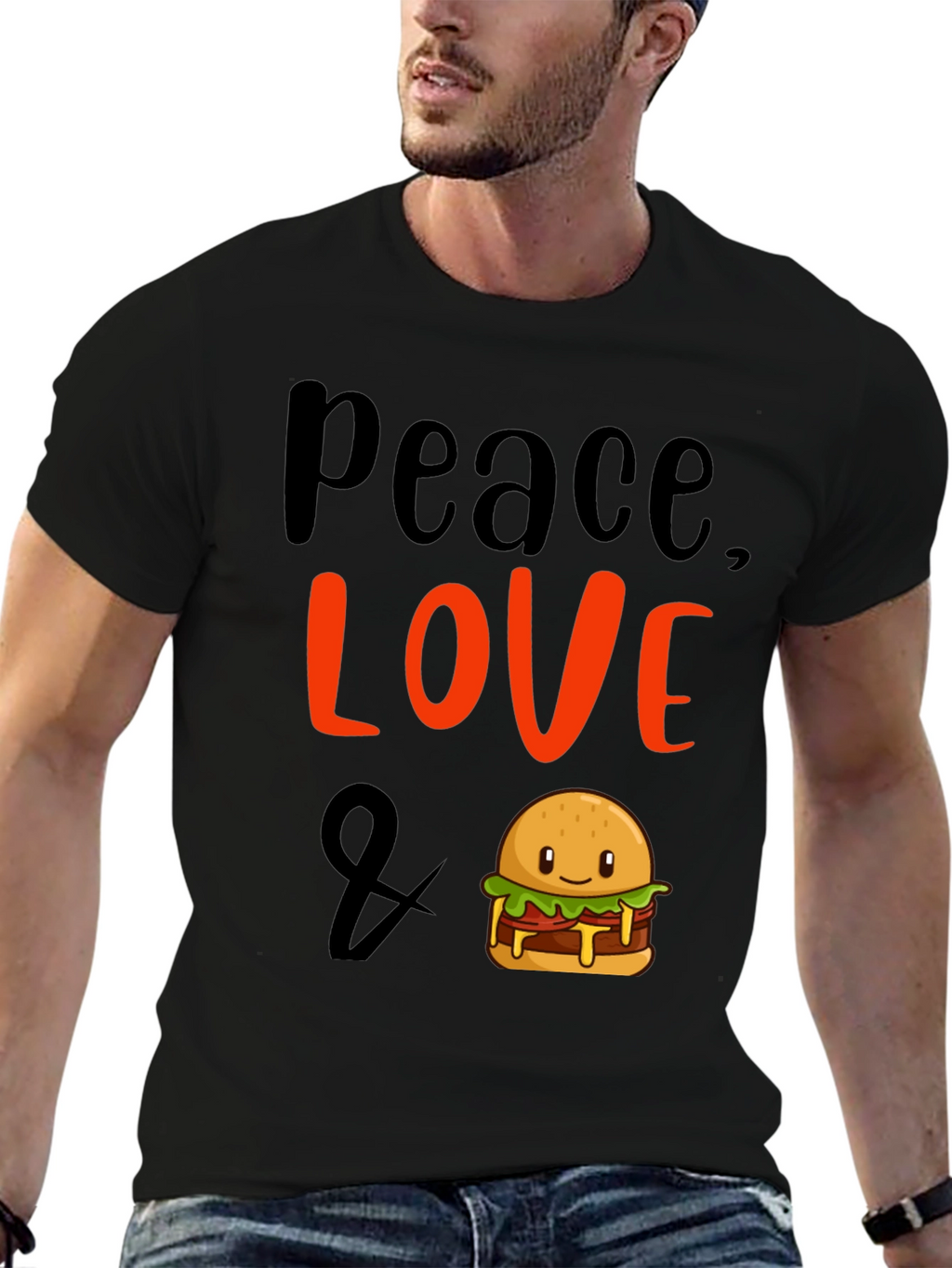 Peace Love & Burger Graphic T-Shirt