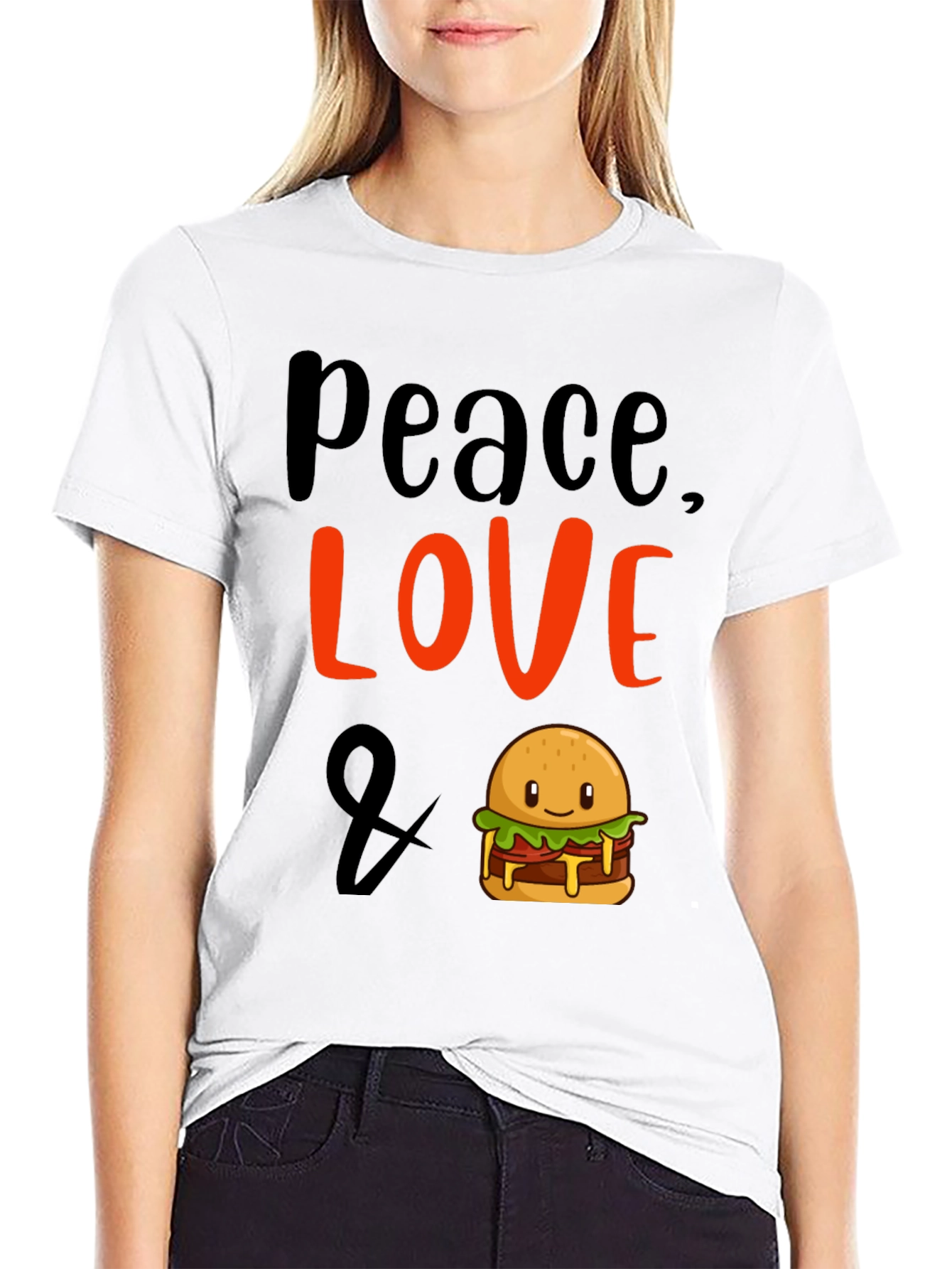 Peace Love & Burger Graphic T-Shirt
