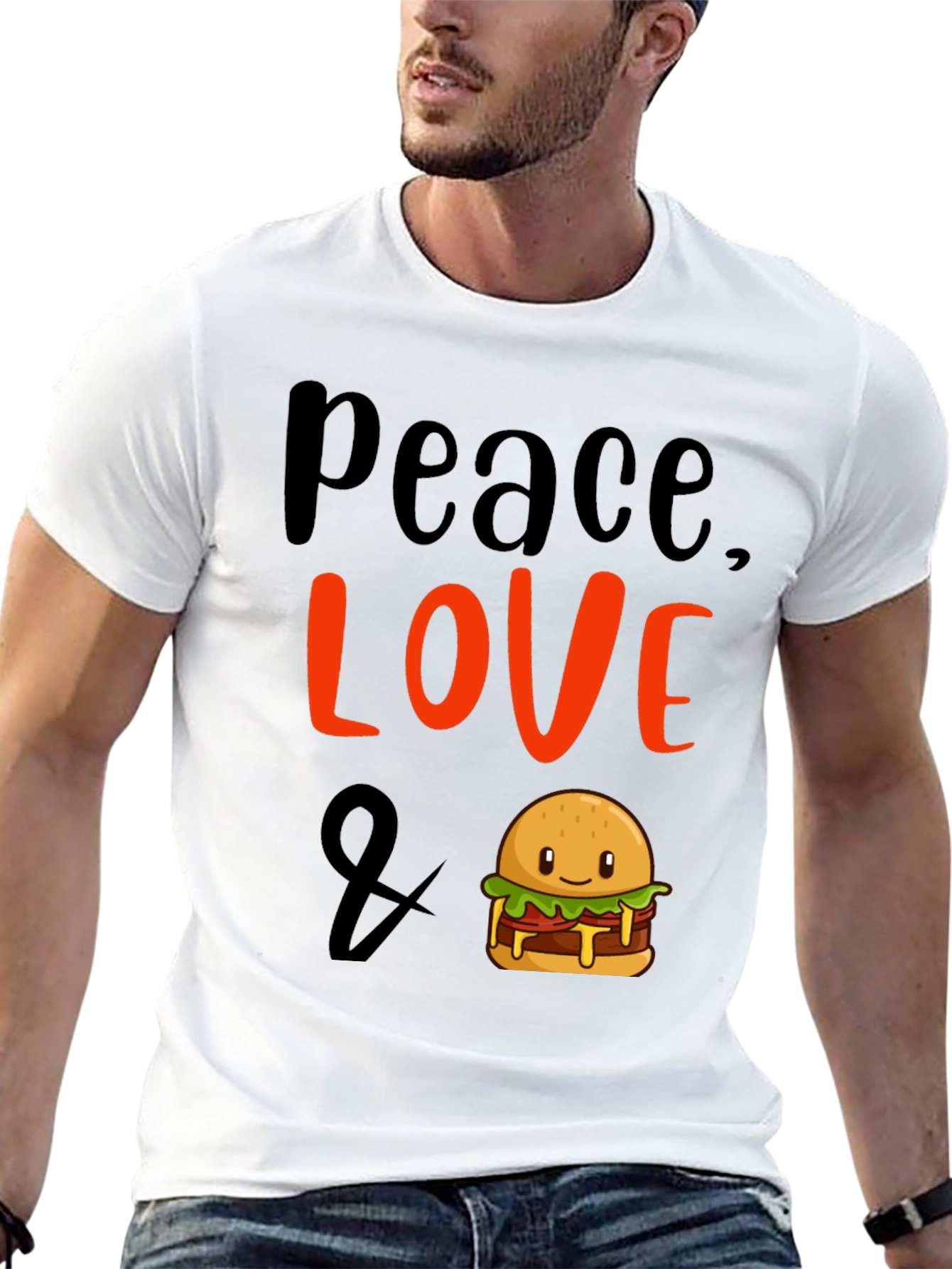 Peace Love & Burger Graphic T-Shirt