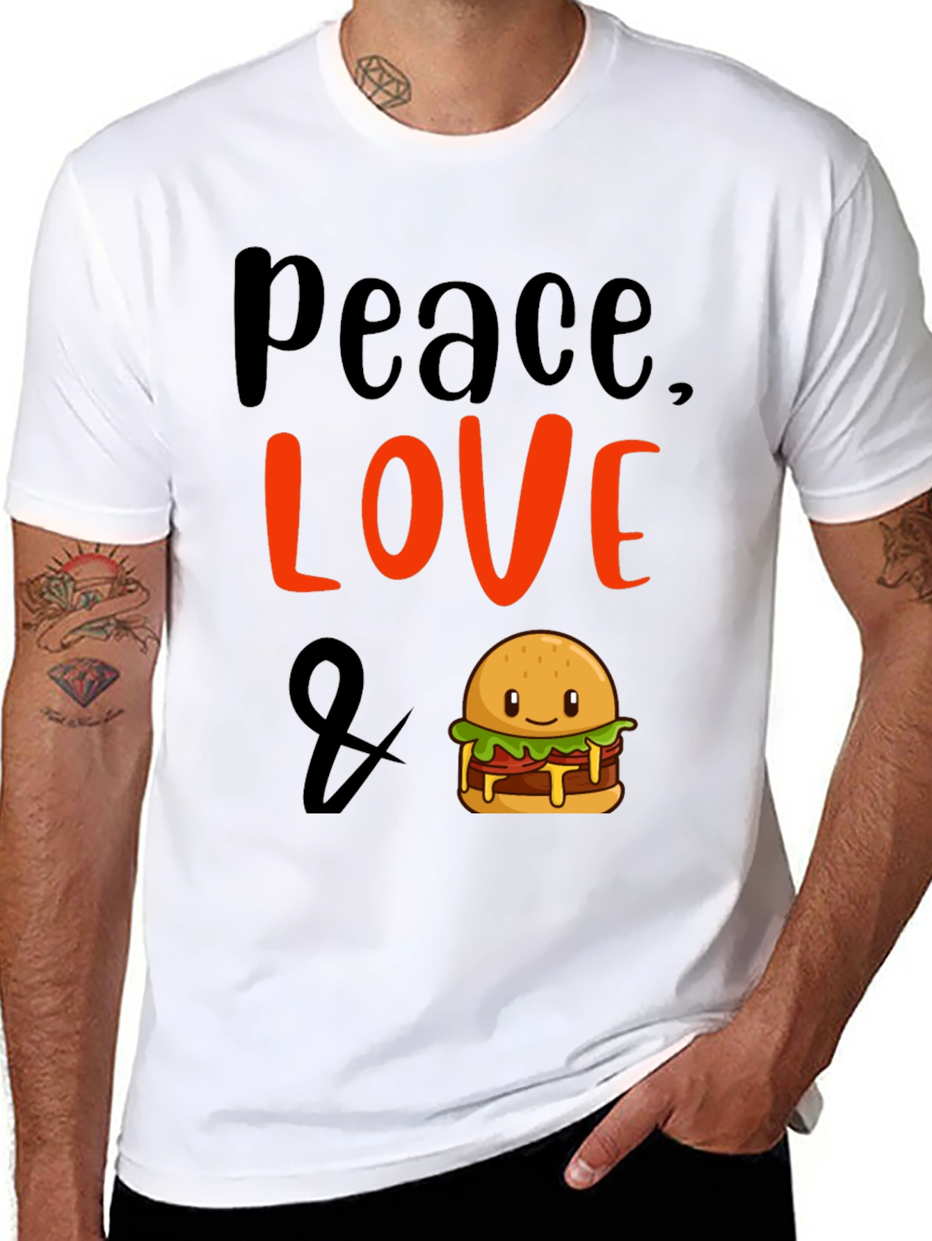 Peace Love & Burger Graphic T-Shirt