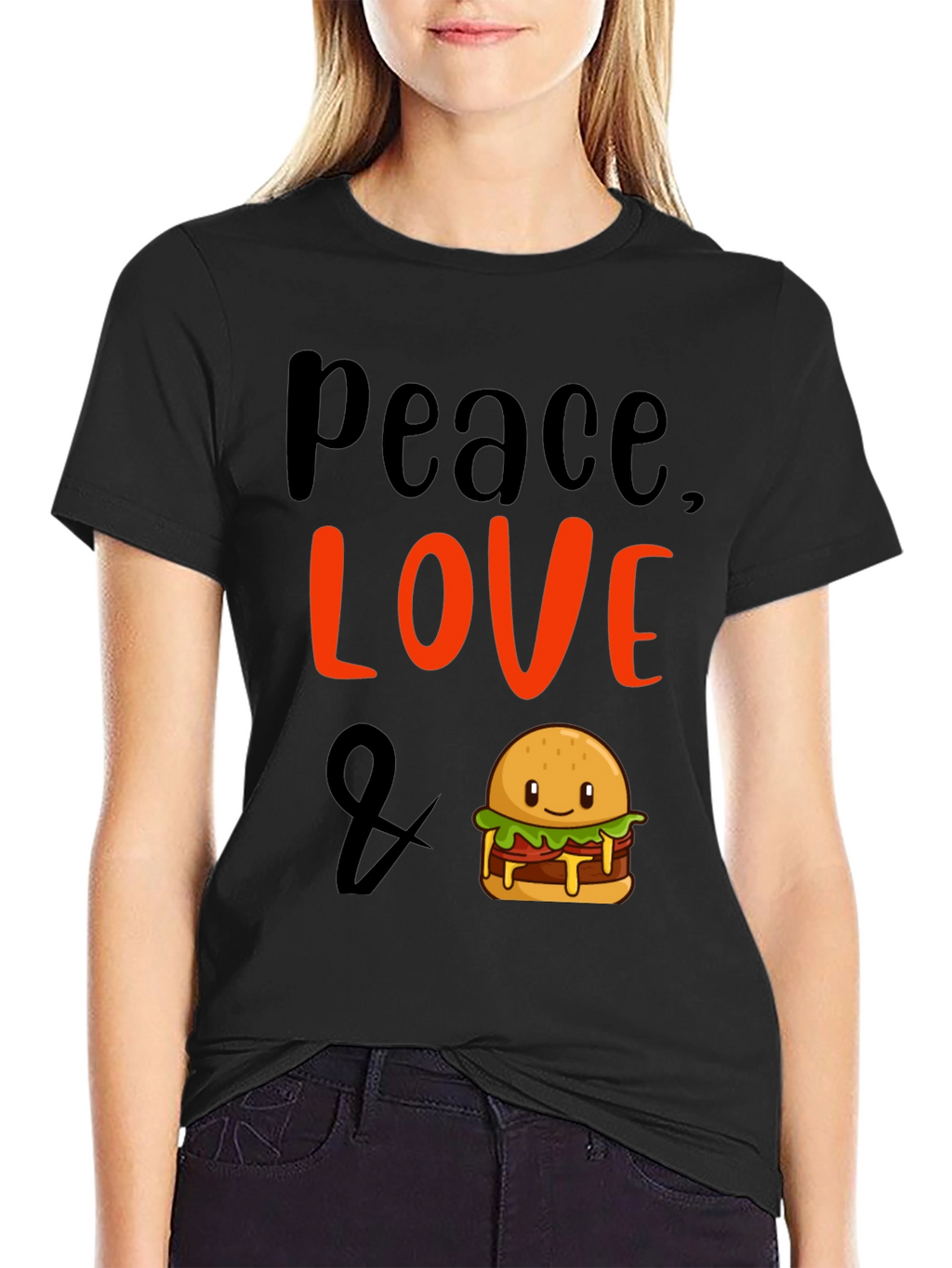 Peace Love & Burger Graphic T-Shirt
