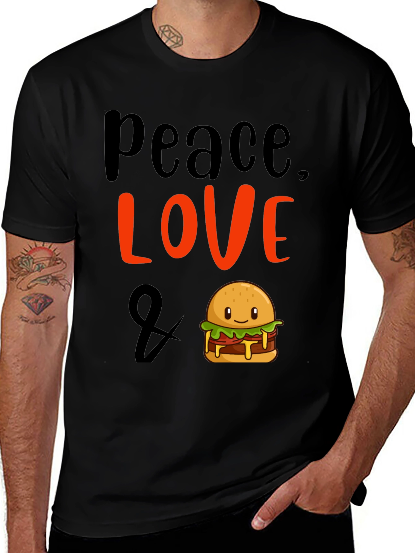 Peace Love & Burger Graphic T-Shirt