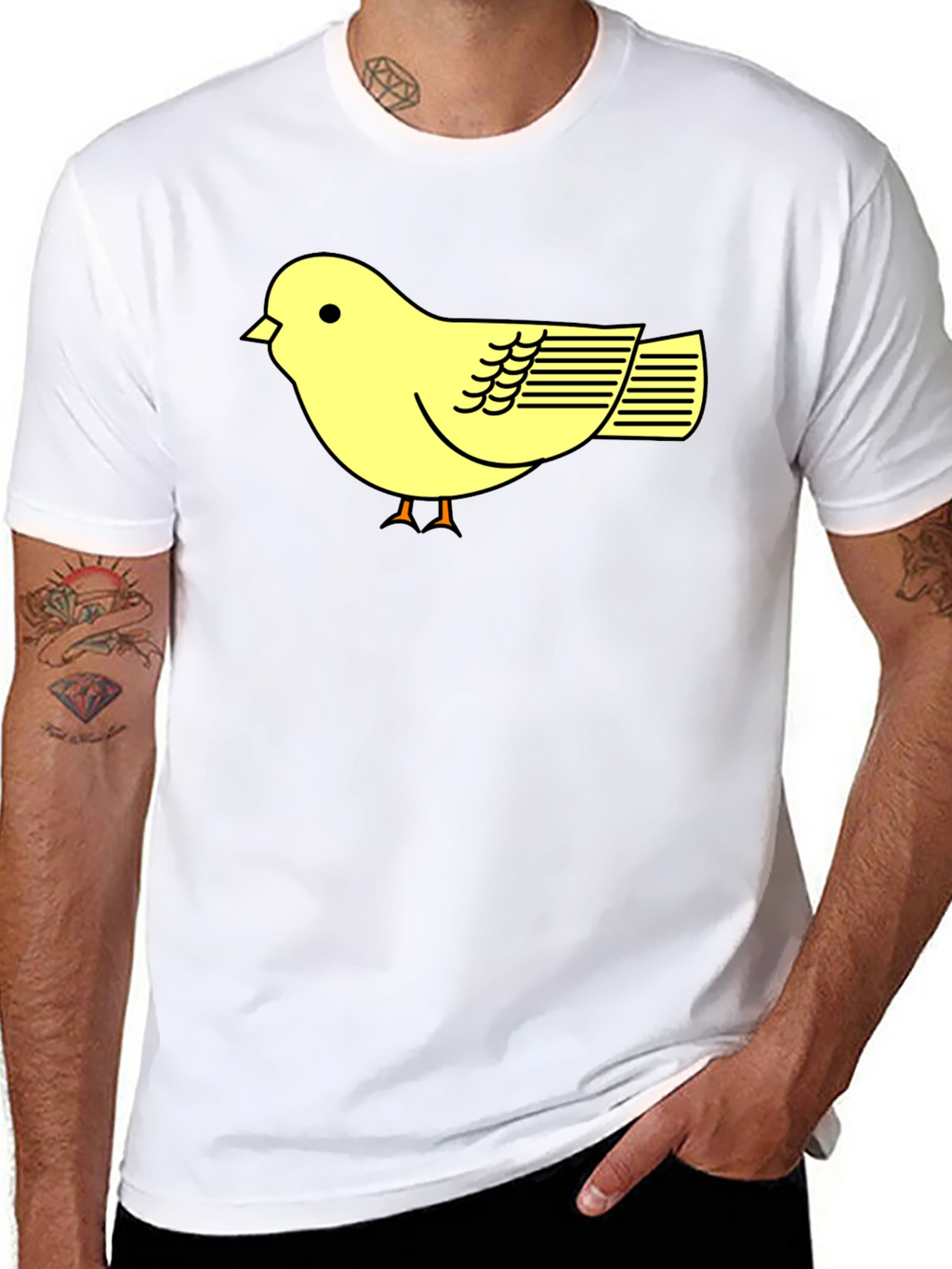 Black T-Shirt with Cute Yellow Bird Design