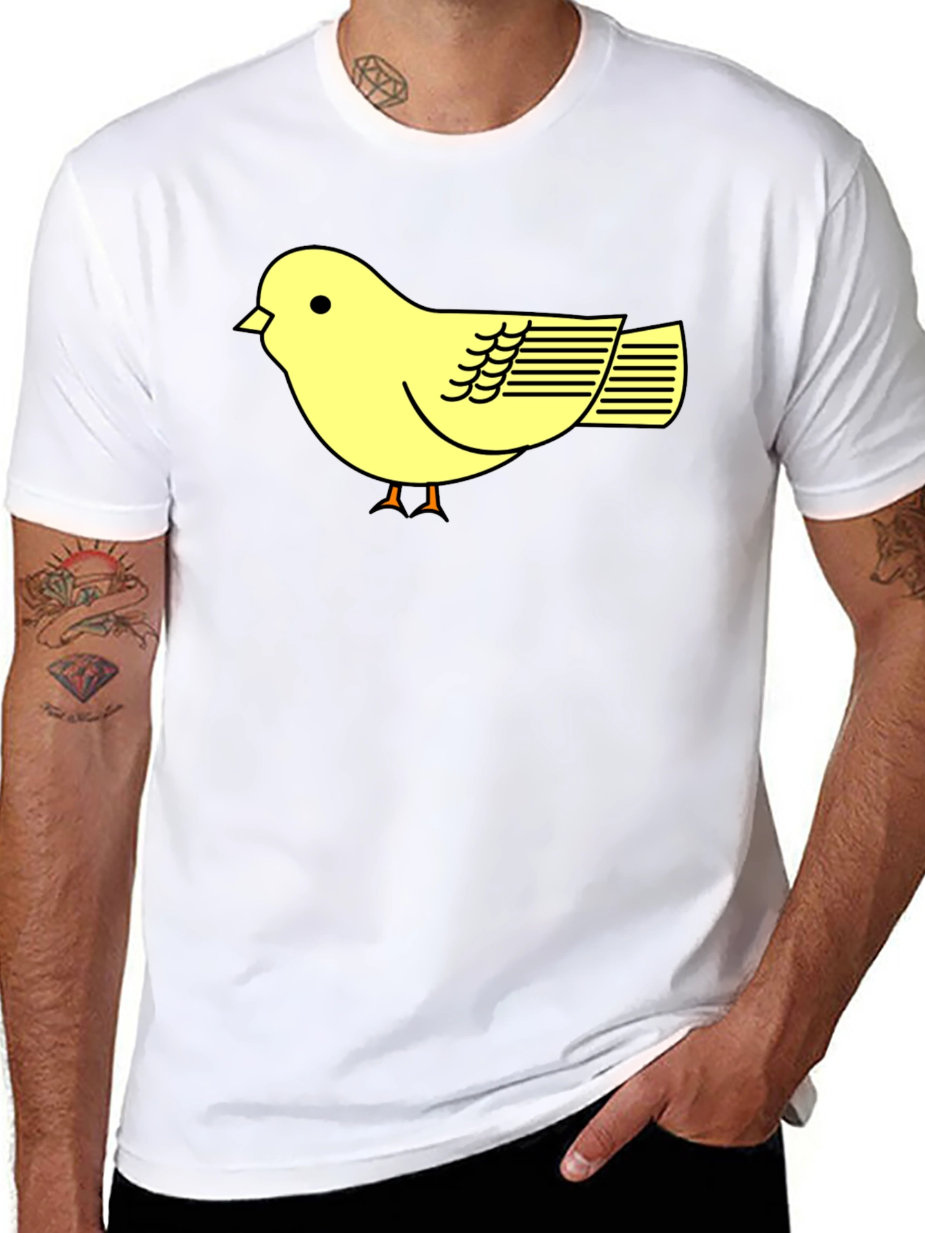 Black T-Shirt with Cute Yellow Bird Design