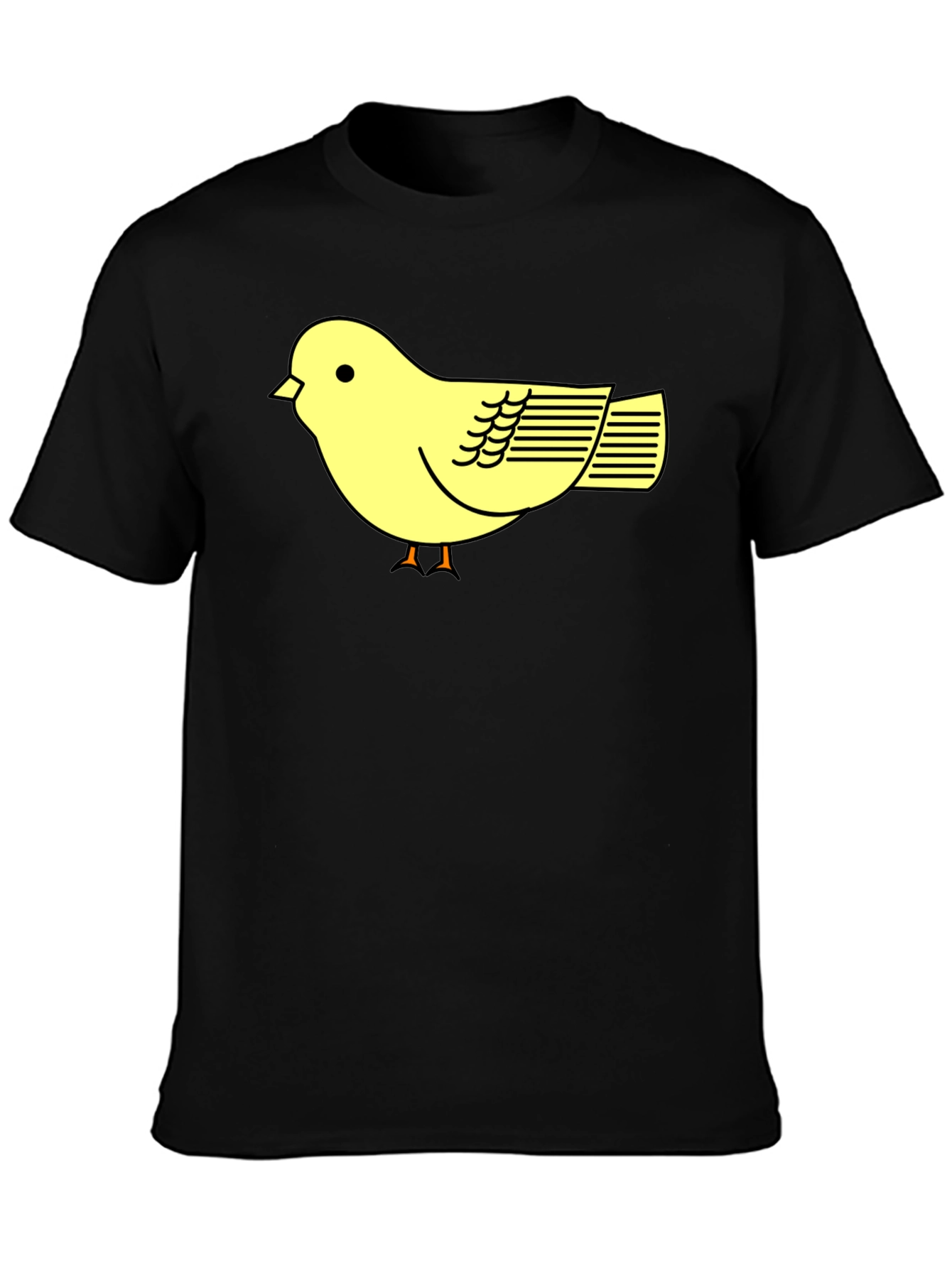 Black T-Shirt with Cute Yellow Bird Design
