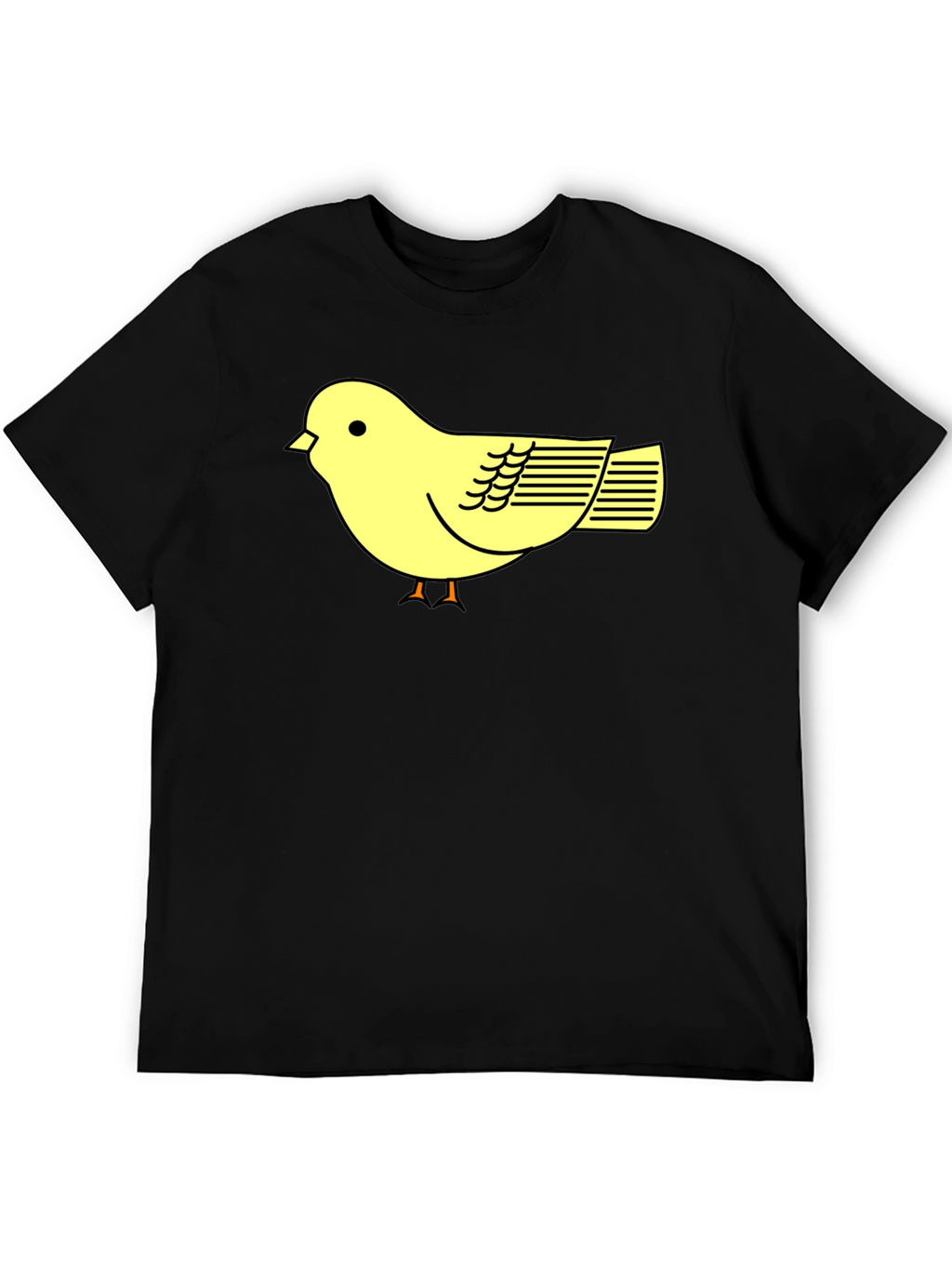 Black T-Shirt with Cute Yellow Bird Design