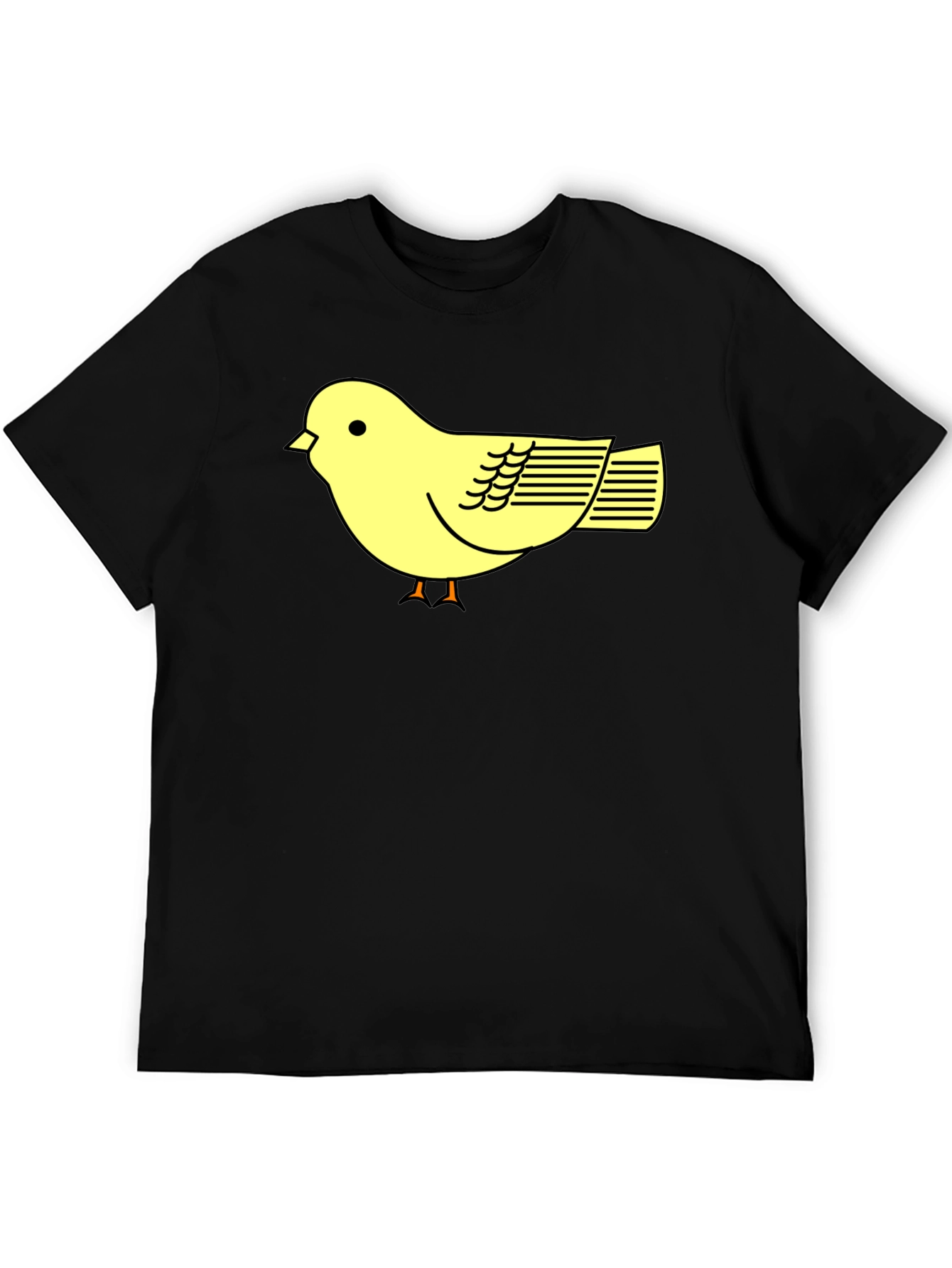 Black T-Shirt with Cute Yellow Bird Design