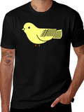 Black T-Shirt with Cute Yellow Bird Design