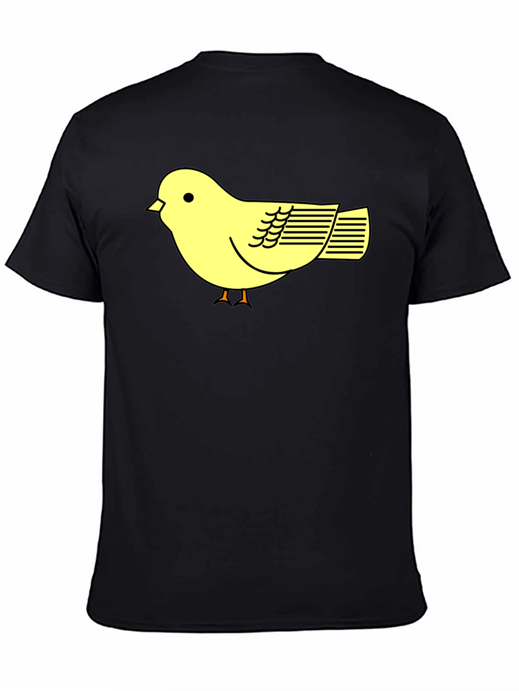Black T-Shirt with Cute Yellow Bird Design