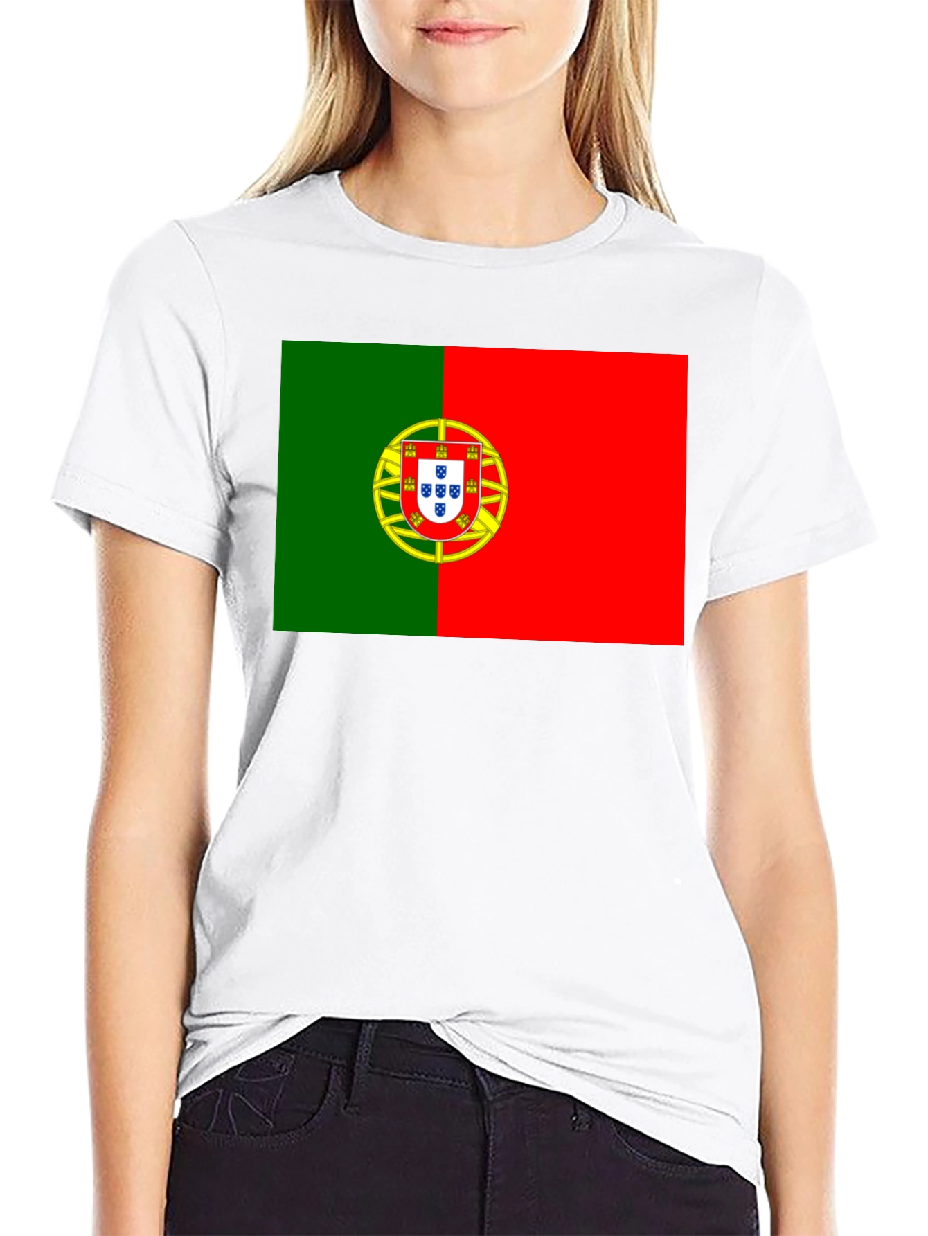 Portugal Flag Graphic Print Black T-Shirt