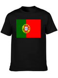 Portugal Flag Graphic Print Black T-Shirt