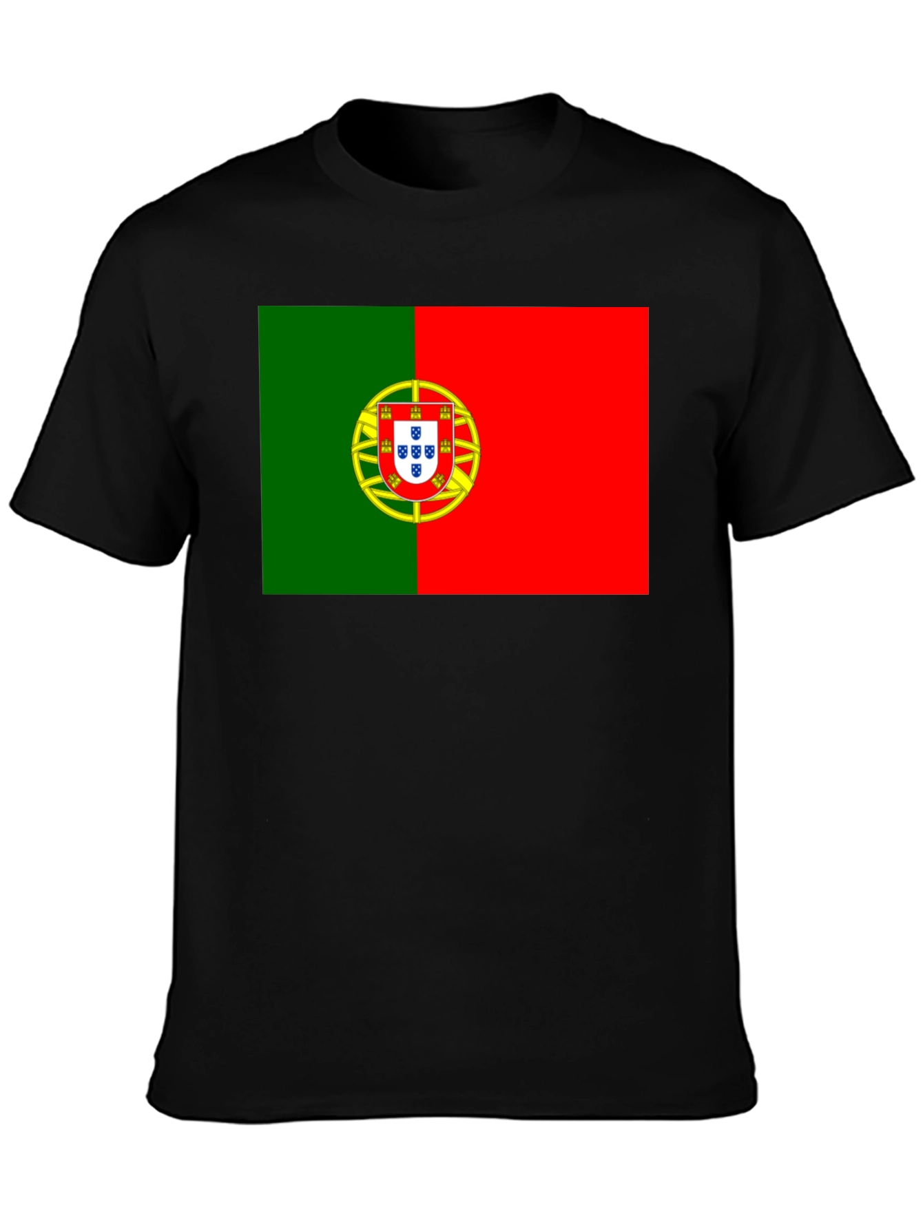 Portugal Flag Graphic Print Black T-Shirt