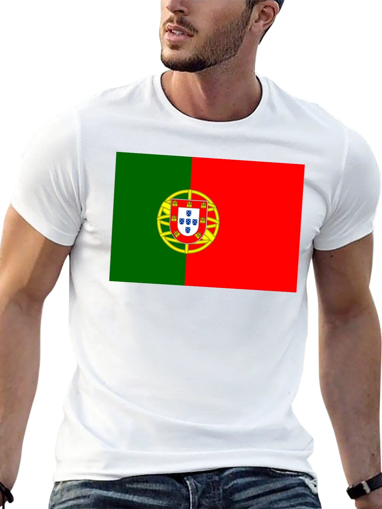 Portugal Flag Graphic Print Black T-Shirt