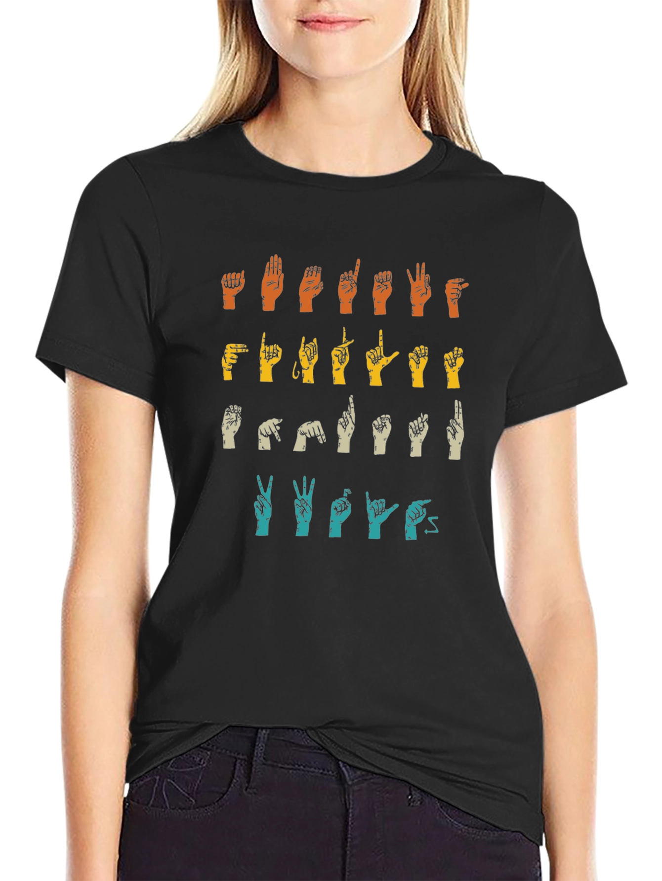 ASL Alphabet T-Shirt - Black Graphic Tee