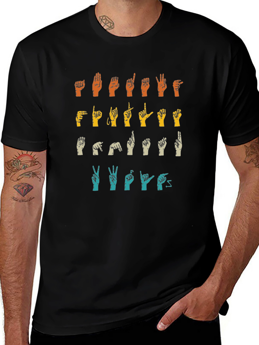ASL Alphabet T-Shirt - Black Graphic Tee