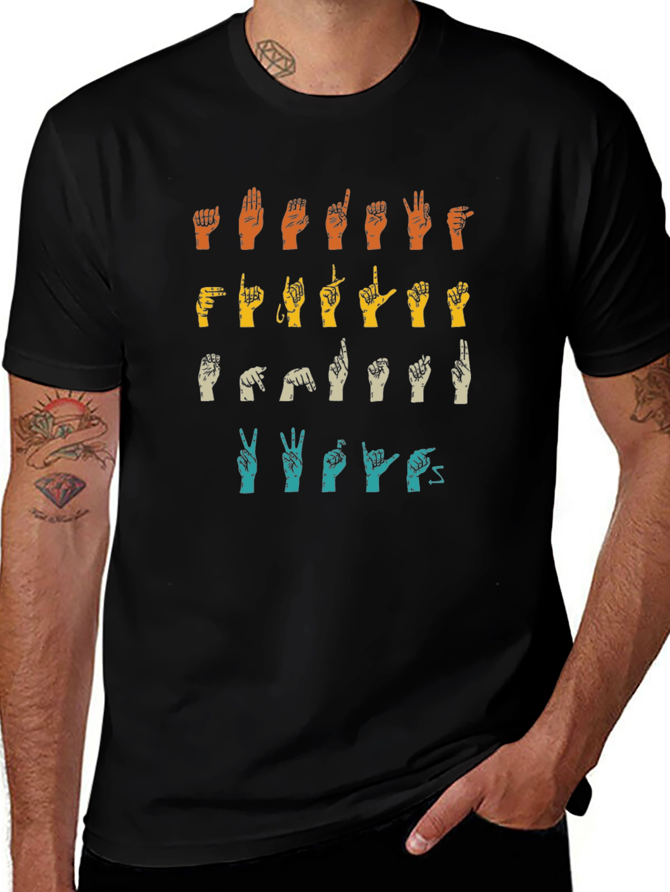 ASL Alphabet T-Shirt - Black Graphic Tee