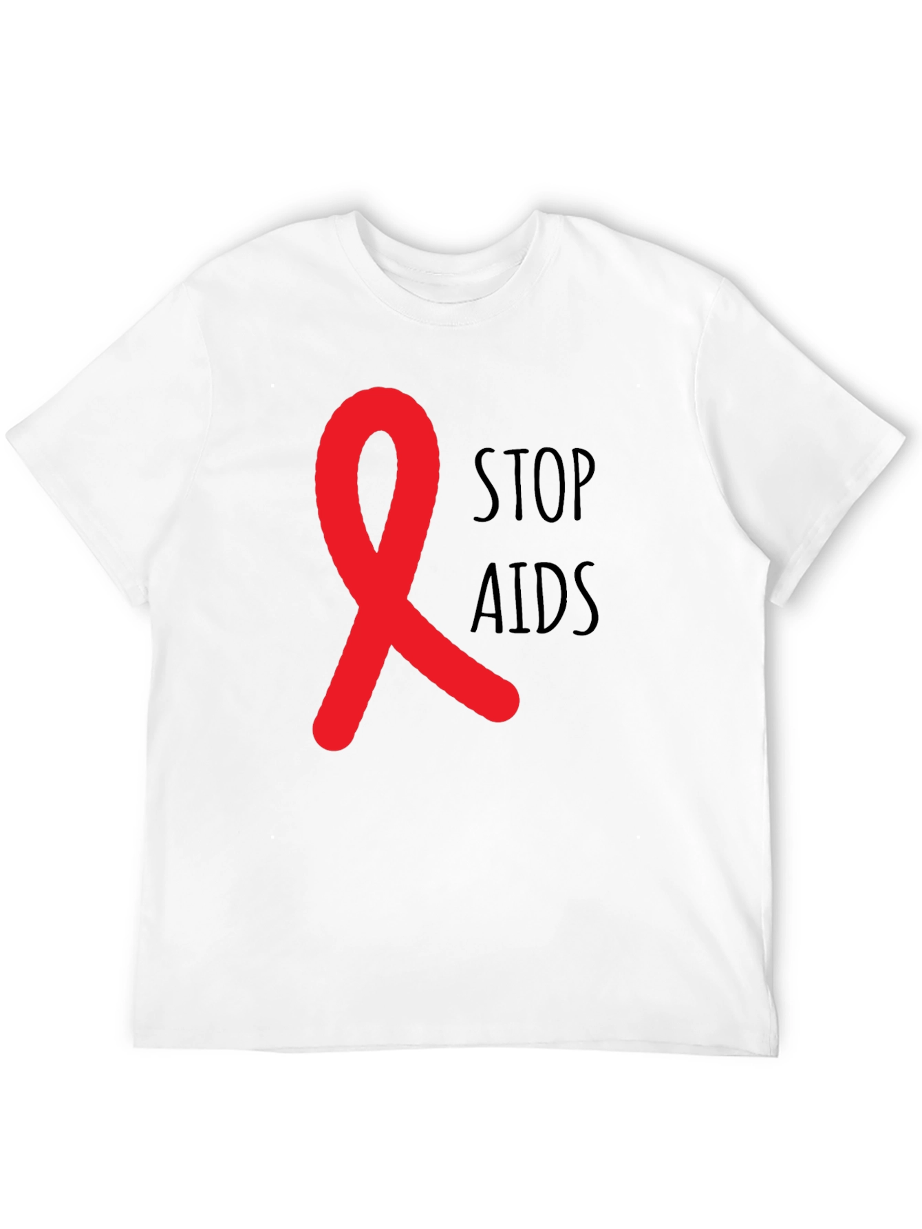 Stop AIDS Awareness Ribbon Graphic T-Shirt