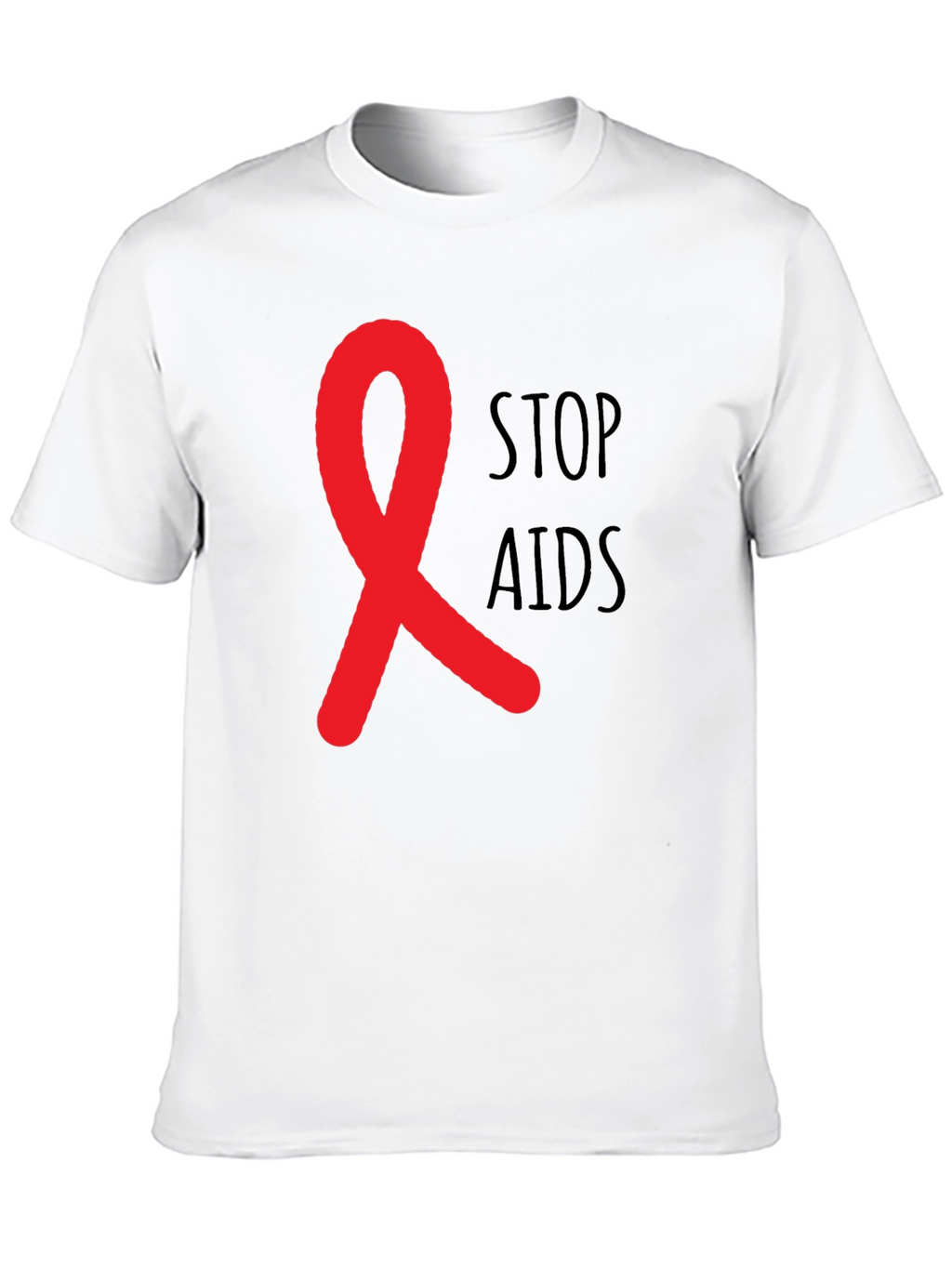 Stop AIDS Awareness Ribbon Graphic T-Shirt