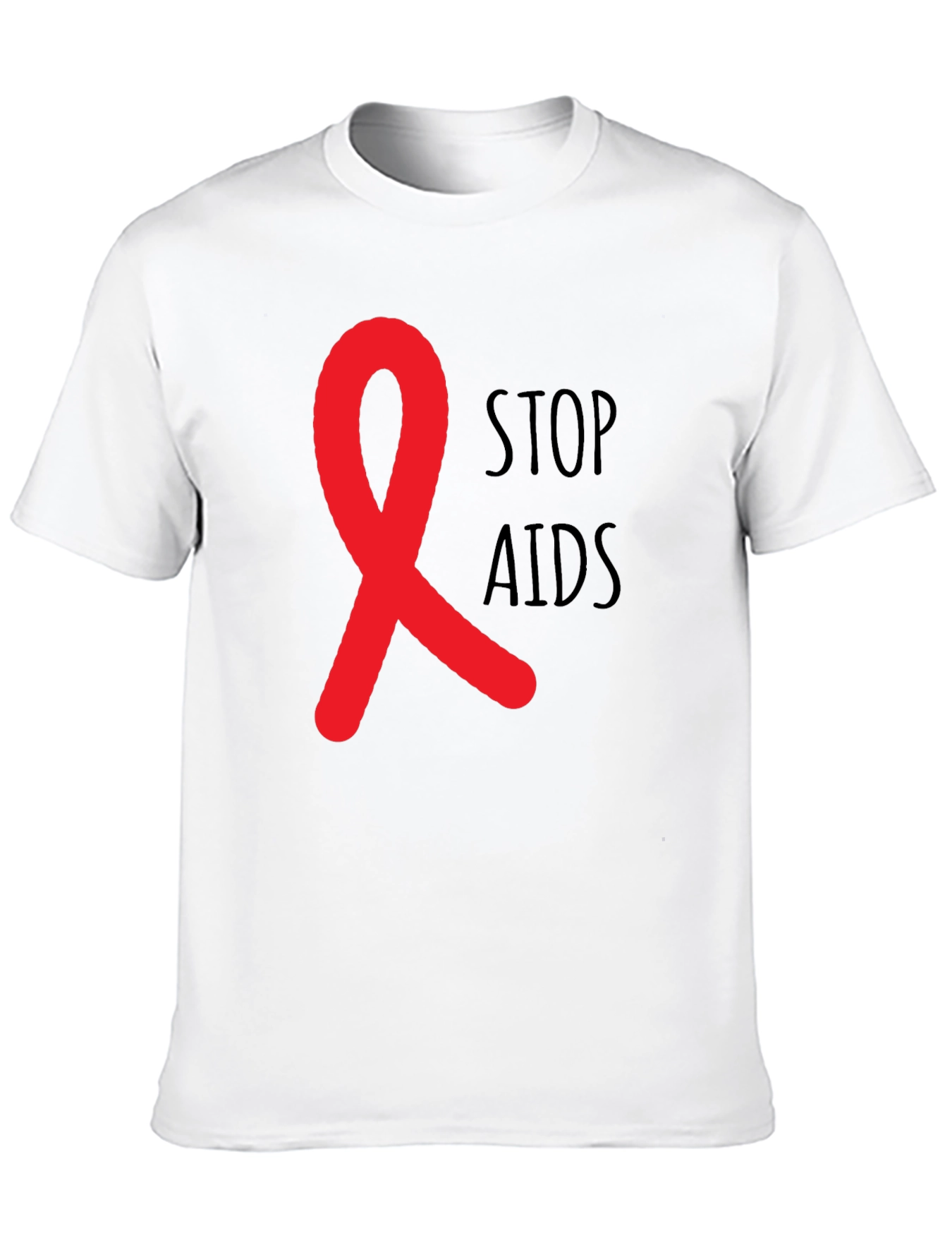 Stop AIDS Awareness Ribbon Graphic T-Shirt