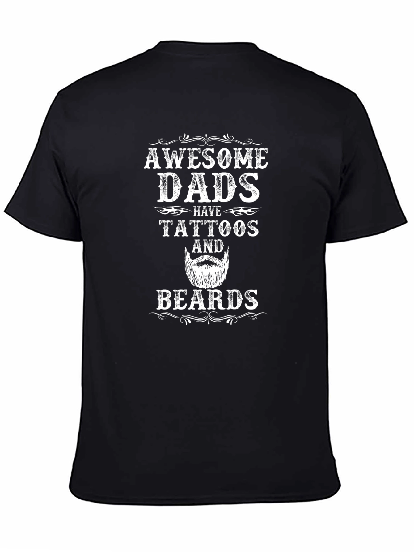 Awesome Dads Tattoo Beard Graphic Tee