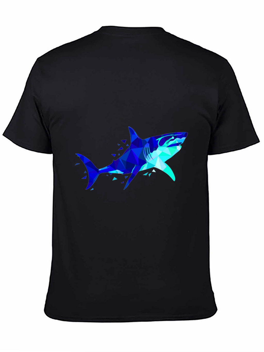 Geometric Shark Graphic Tee - Black