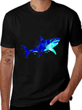 Geometric Shark Graphic Tee - Black