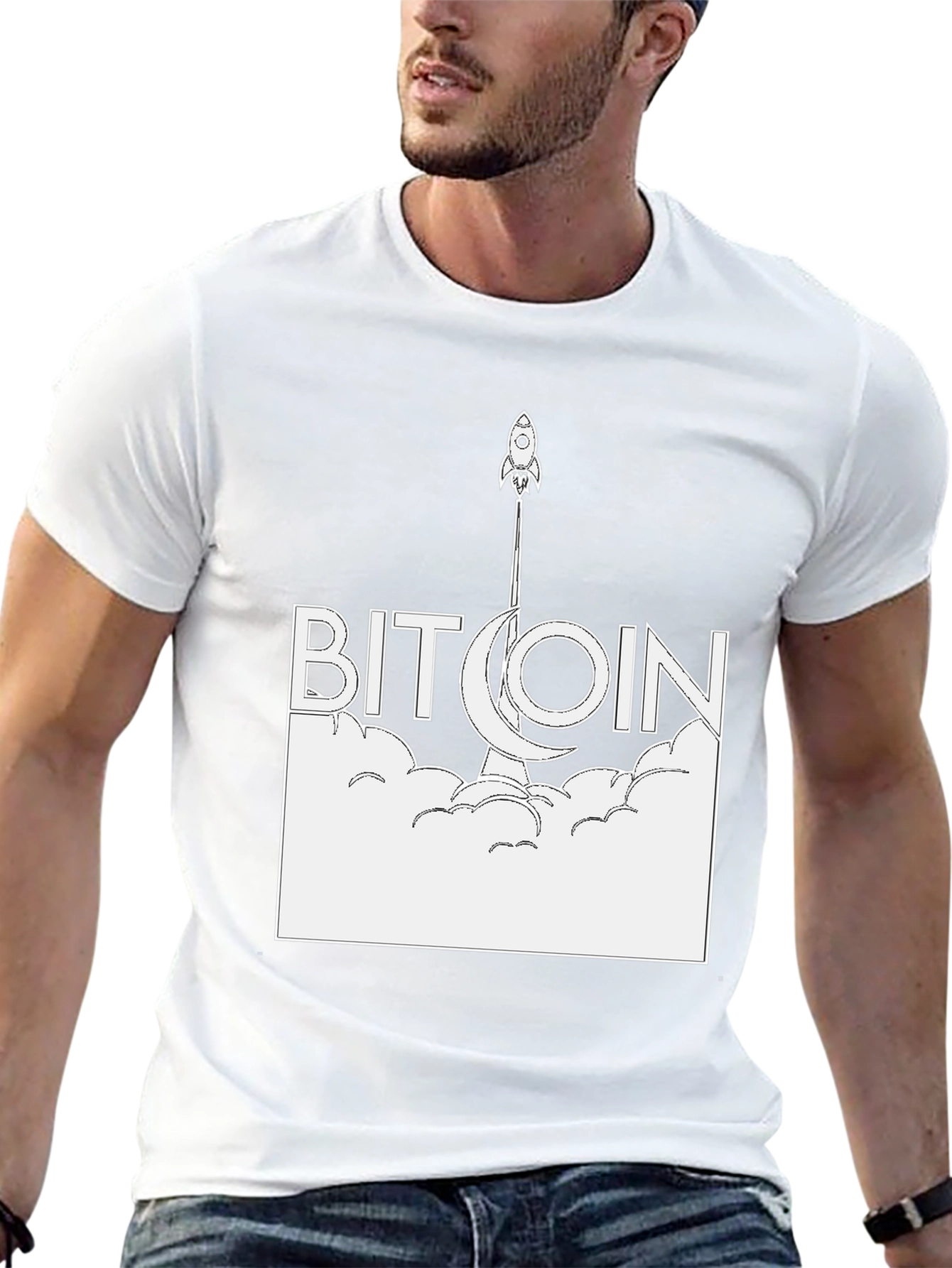 Bitcoin Rocket Graphic Tee - Crypto HODL!