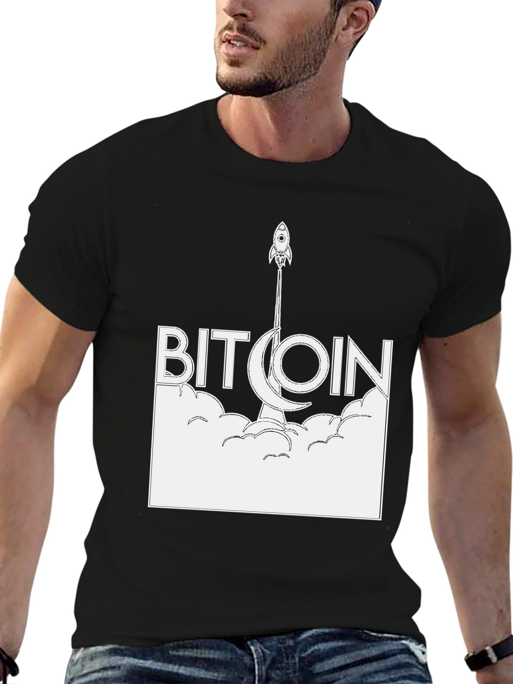 Bitcoin Rocket Graphic Tee - Crypto HODL!