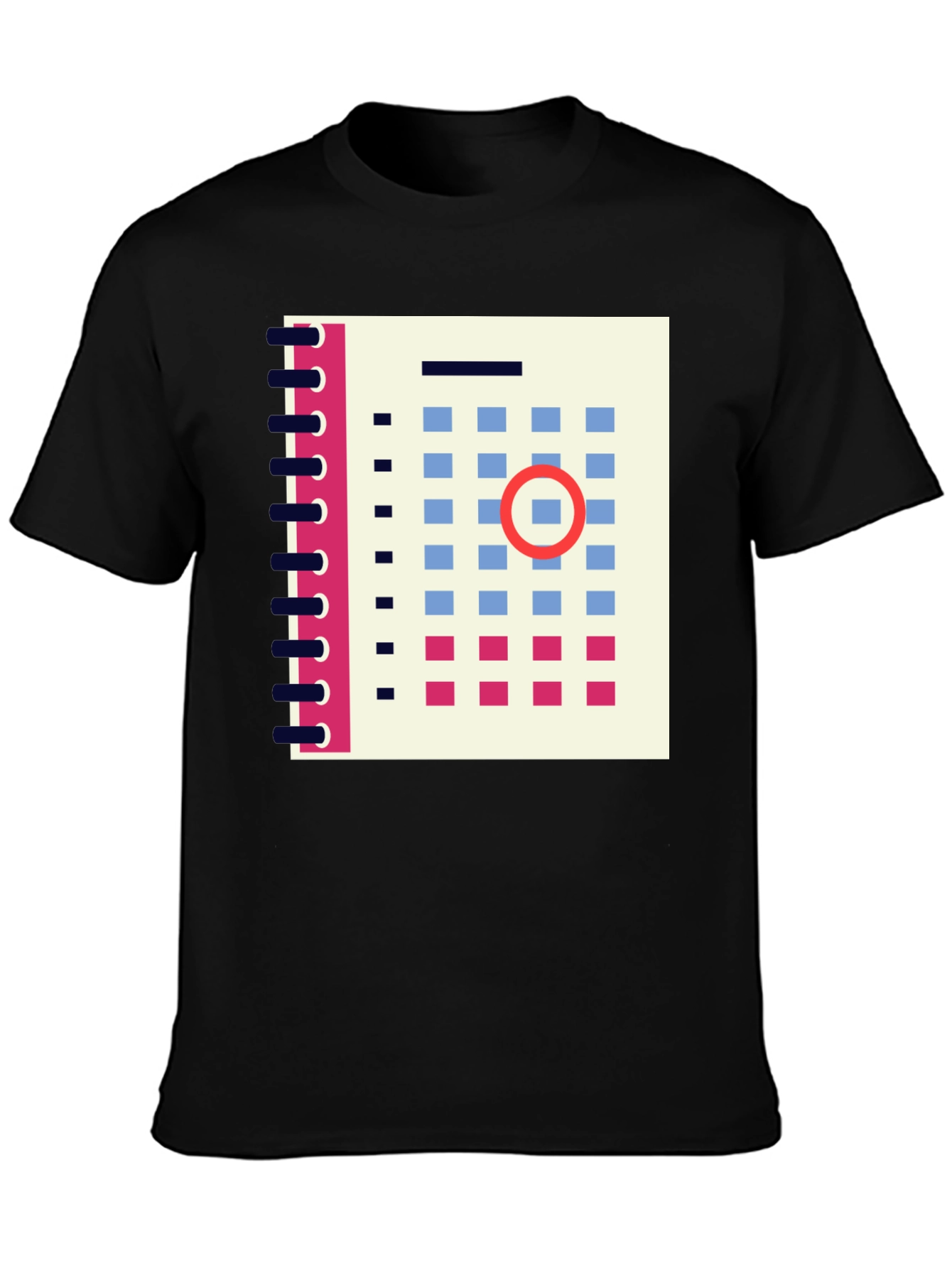 Abstract Calendar Graphic Tee - Stylish Mens Black T-Shirt