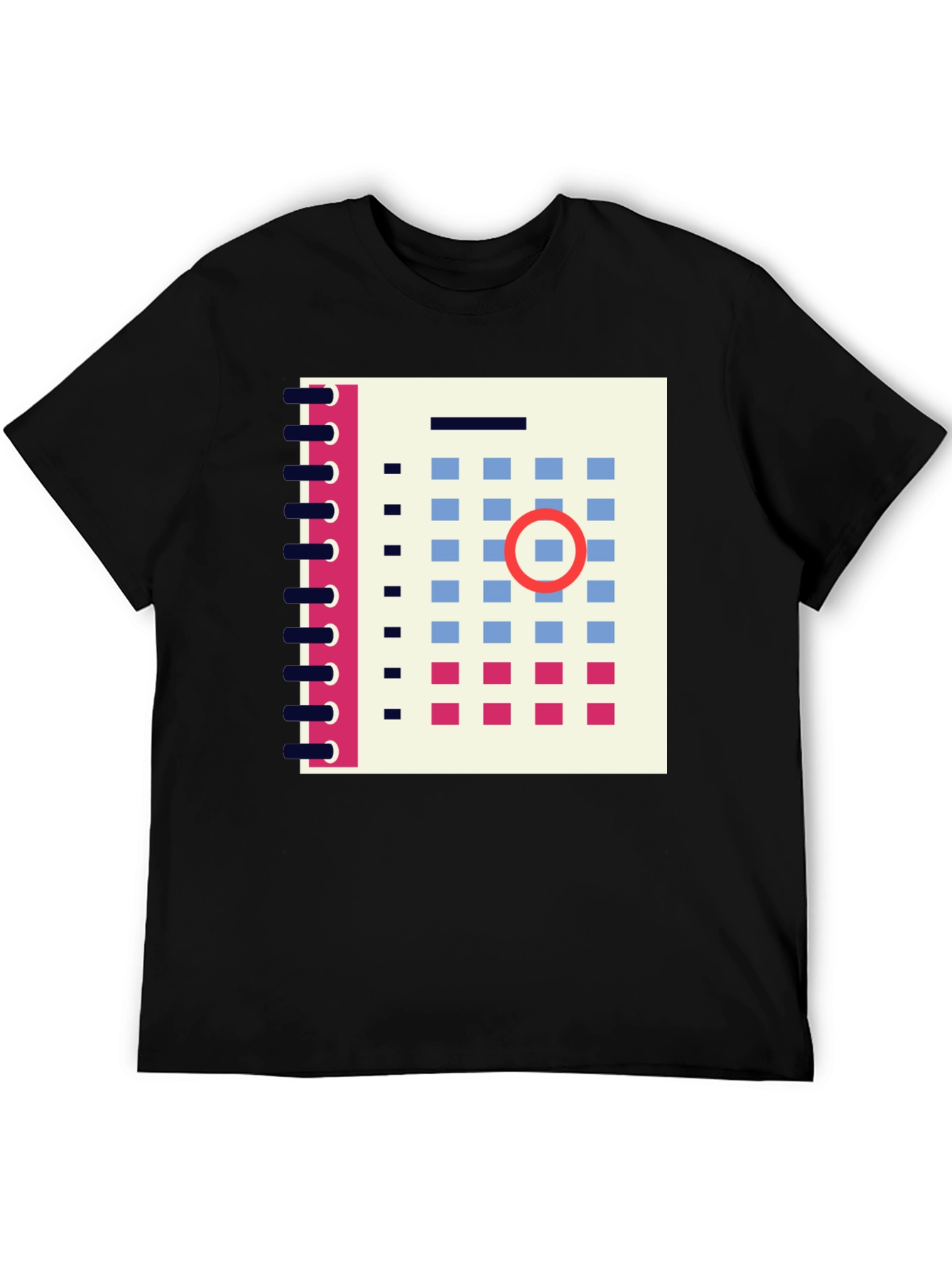 Abstract Calendar Graphic Tee - Stylish Mens Black T-Shirt